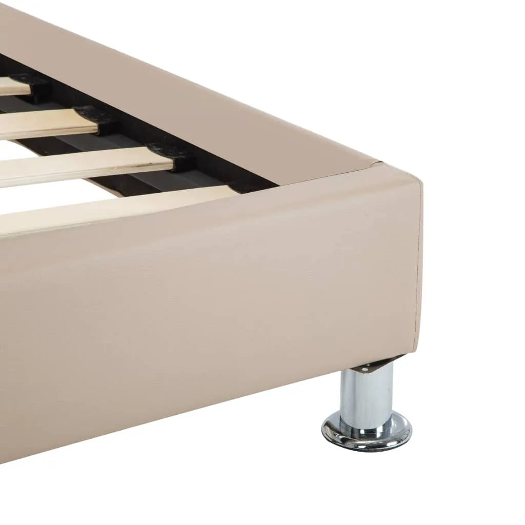 Modernes Polsterbett 208x133x70 cm Cappuccino-Braun mit Kunstlederbezug