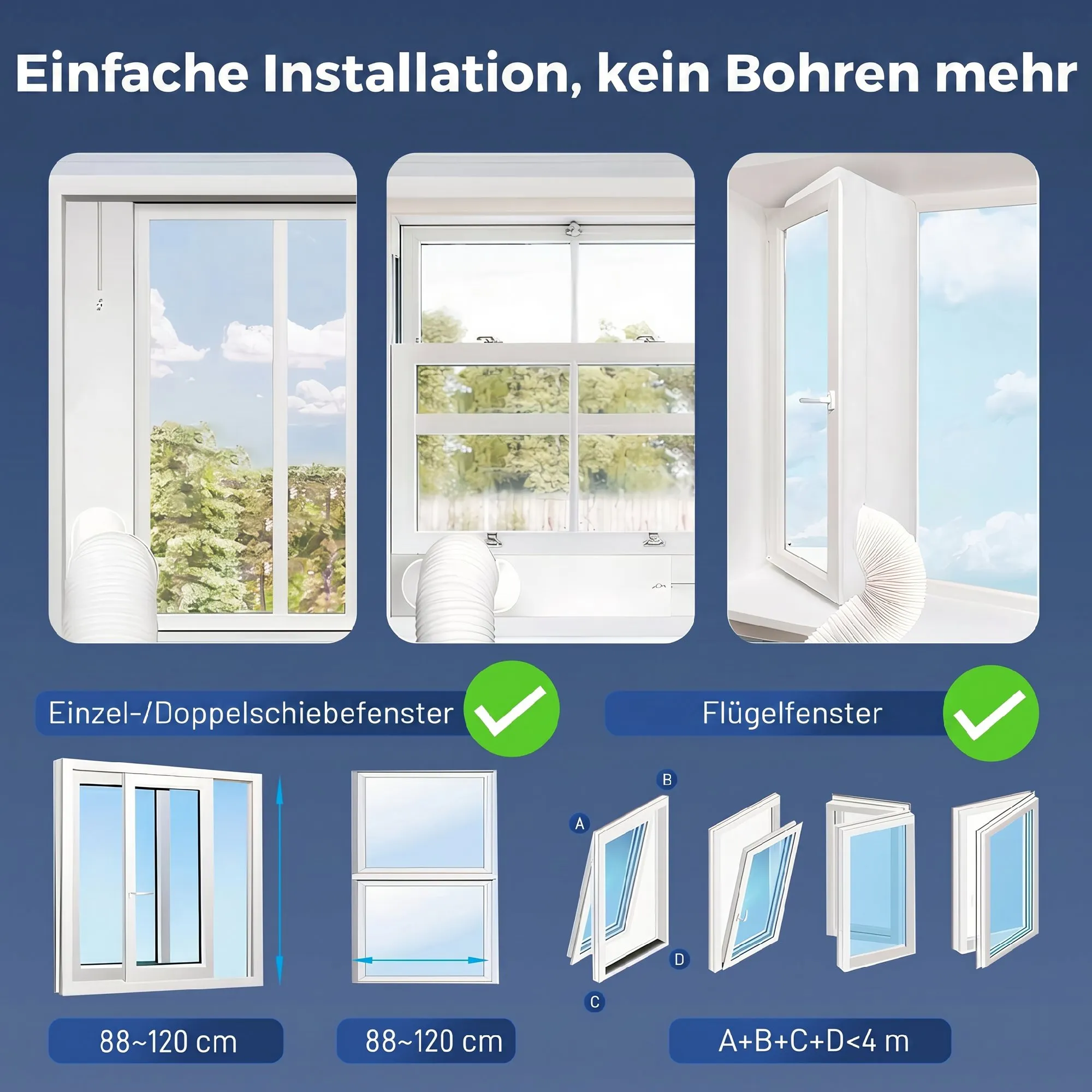 Tragbare Klimaanlage 12000 BTU, Klimagerät mit Kühl-, Entfeuchtungs-, Ventilator- , Schlafmodus, WiFi Sprachsteuerung