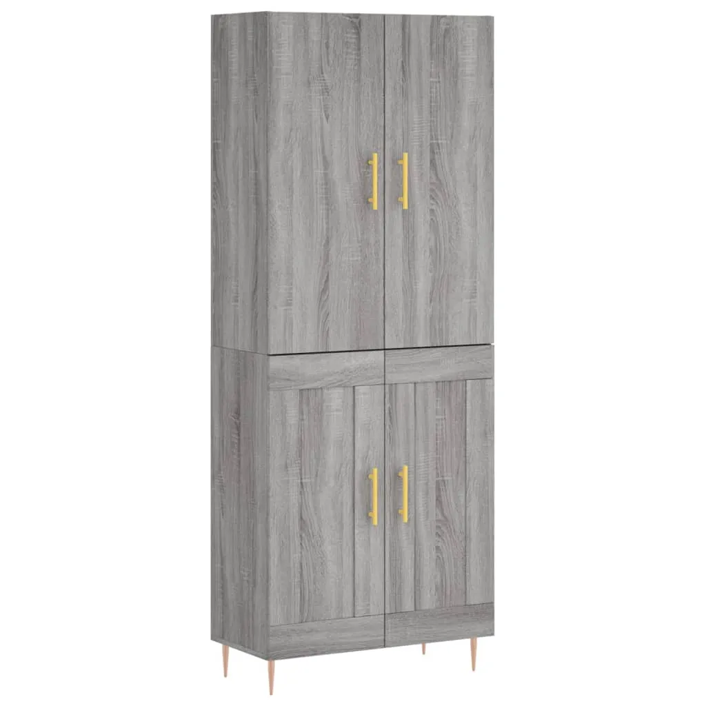 Highboard mit Sideboard 69,5x34x180 cm Grau Sonoma Holzwerkstoff & Metall