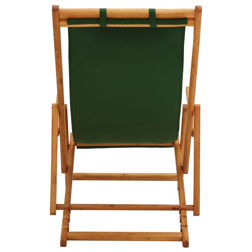 Strandstuhl aus massivem Holz Grün 60 x (112/119/127) x (81/88,5/95) cm