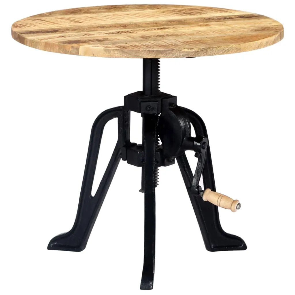 Beistelltisch aus Vollholz mit Gusseisenbasis, 60 x (46-63) cm