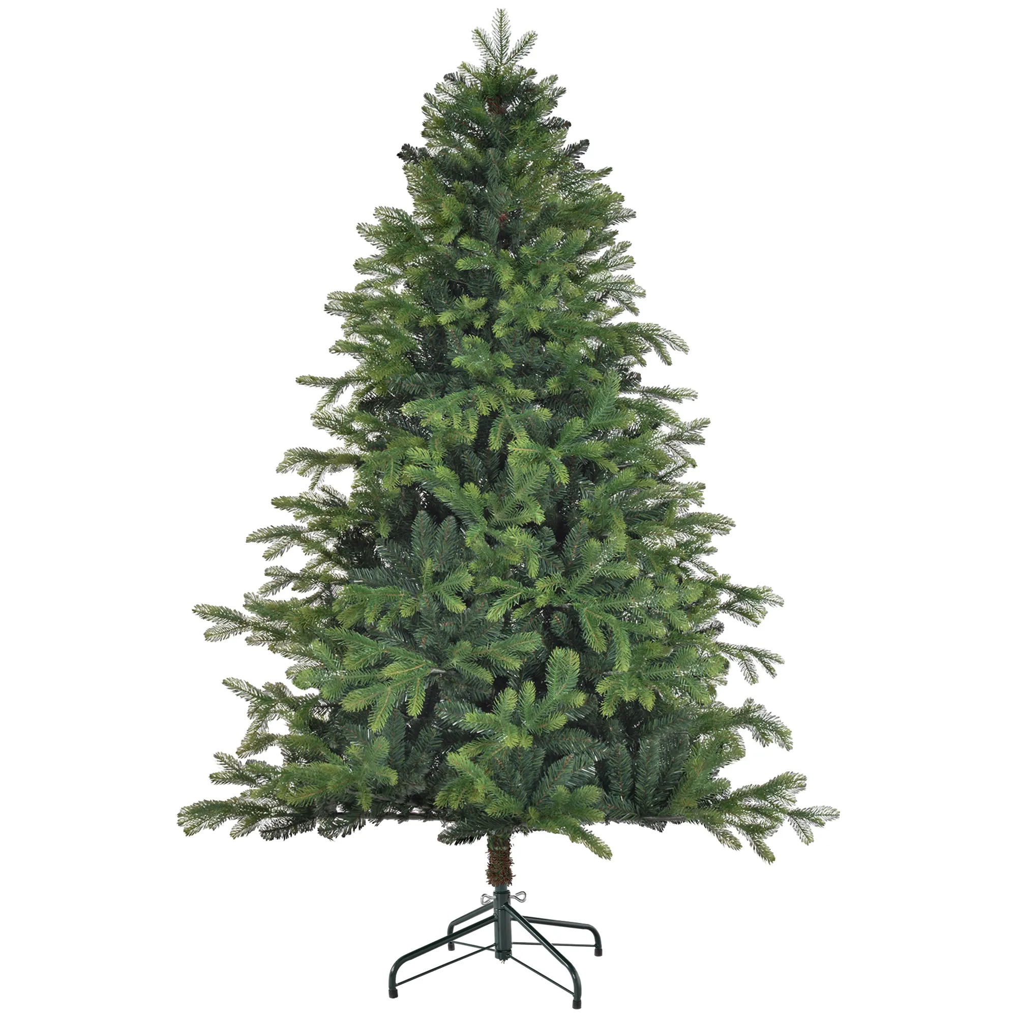 Künstlicher Weihnachtsbaum, realistisches Aussehen, flammhemmend, stabiler Metallfuß, 183 cm, Grün