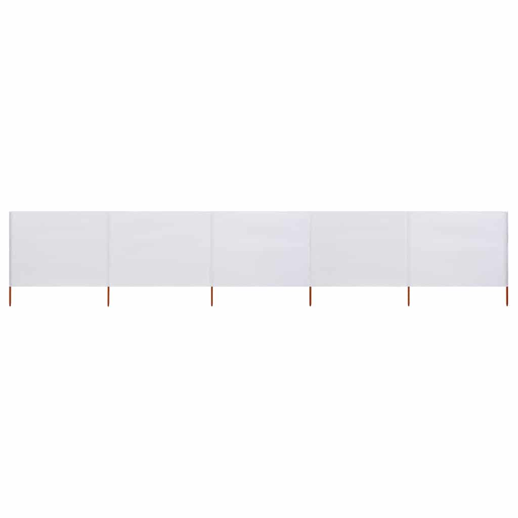 5-teiliger faltbarer Windschutz 600x160 cm Sandweiß