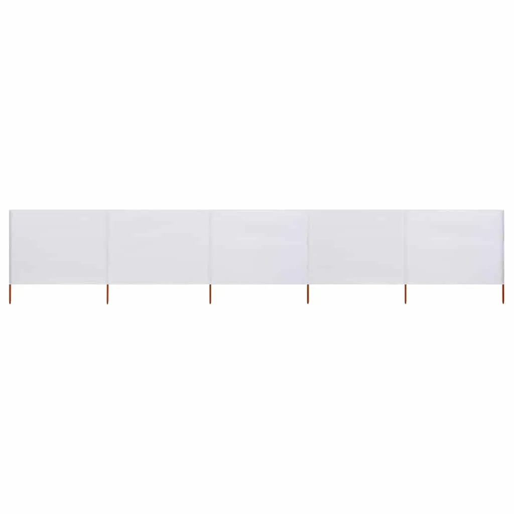 5-teiliger faltbarer Windschutz 600x160 cm Sandweiß