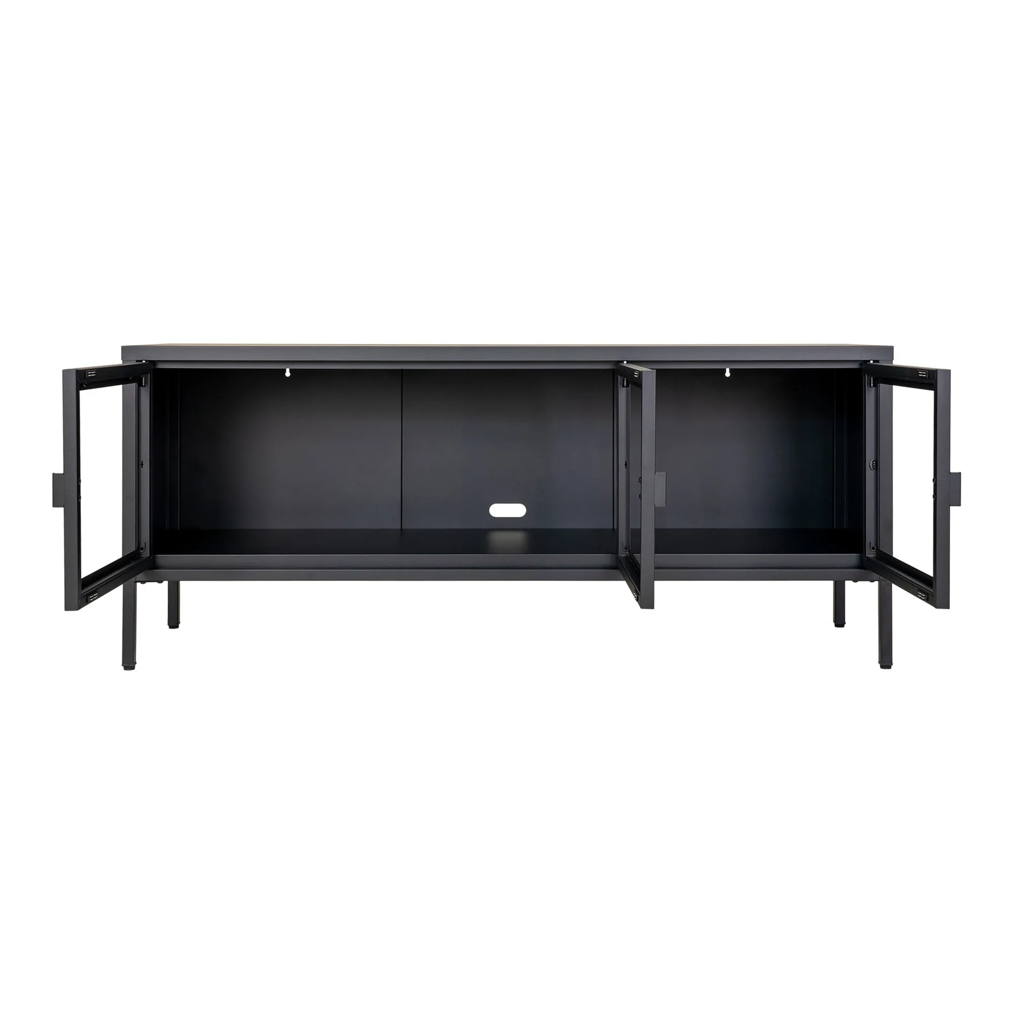 tinkaro TV-Board Brisbane 3 Glastüren 130x40x55 cm Schwarz