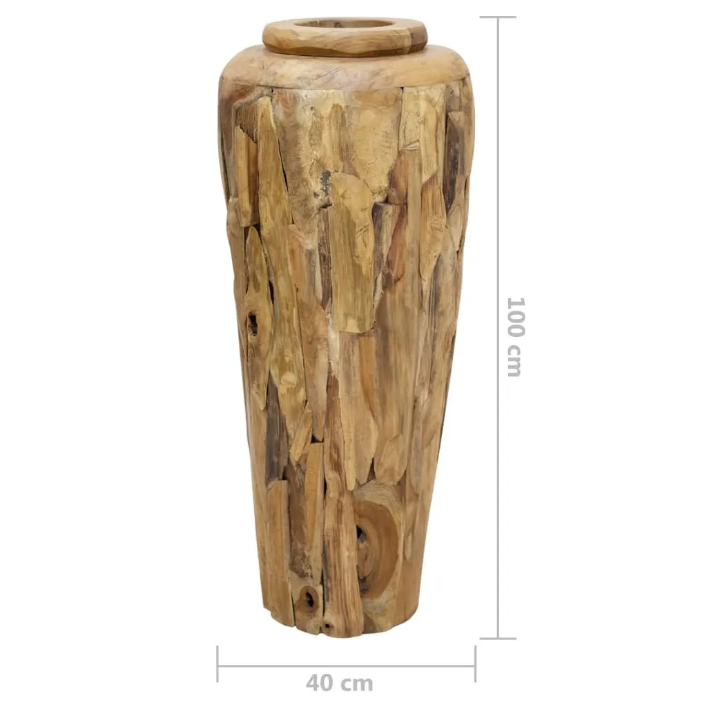 tinkaro Deko-Vase GIZUR Massivholz Teak Stand-Vase Braun
