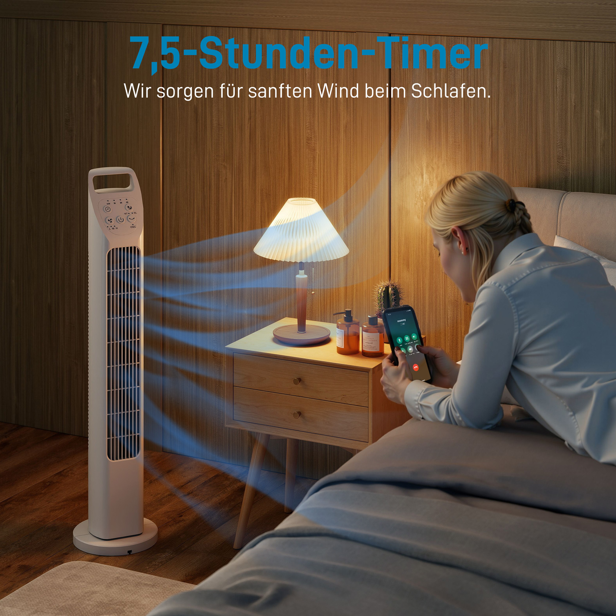 Turmventilator Weiß Ø18 x 78,5H cm mit Fernbedienung