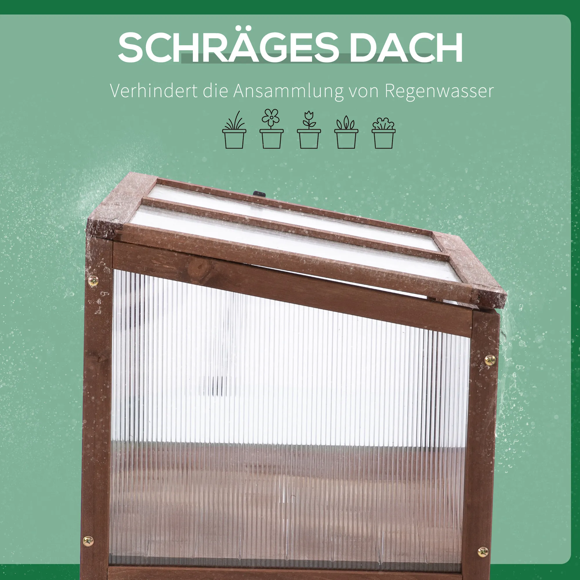 Holzgewächshaus 90L x 50B x 93H cm in Braun