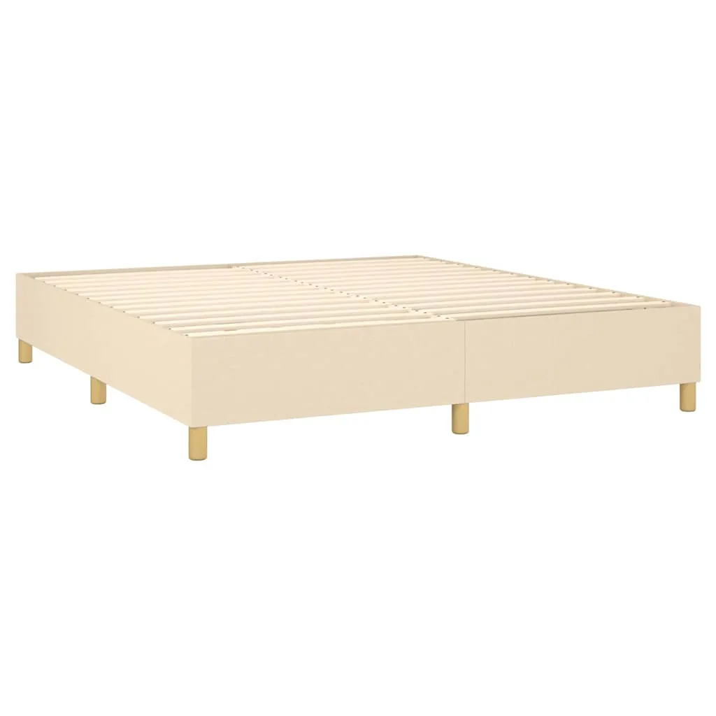 Boxspringbett Creme 180x200 cm mit LED-Leiste und Matratze