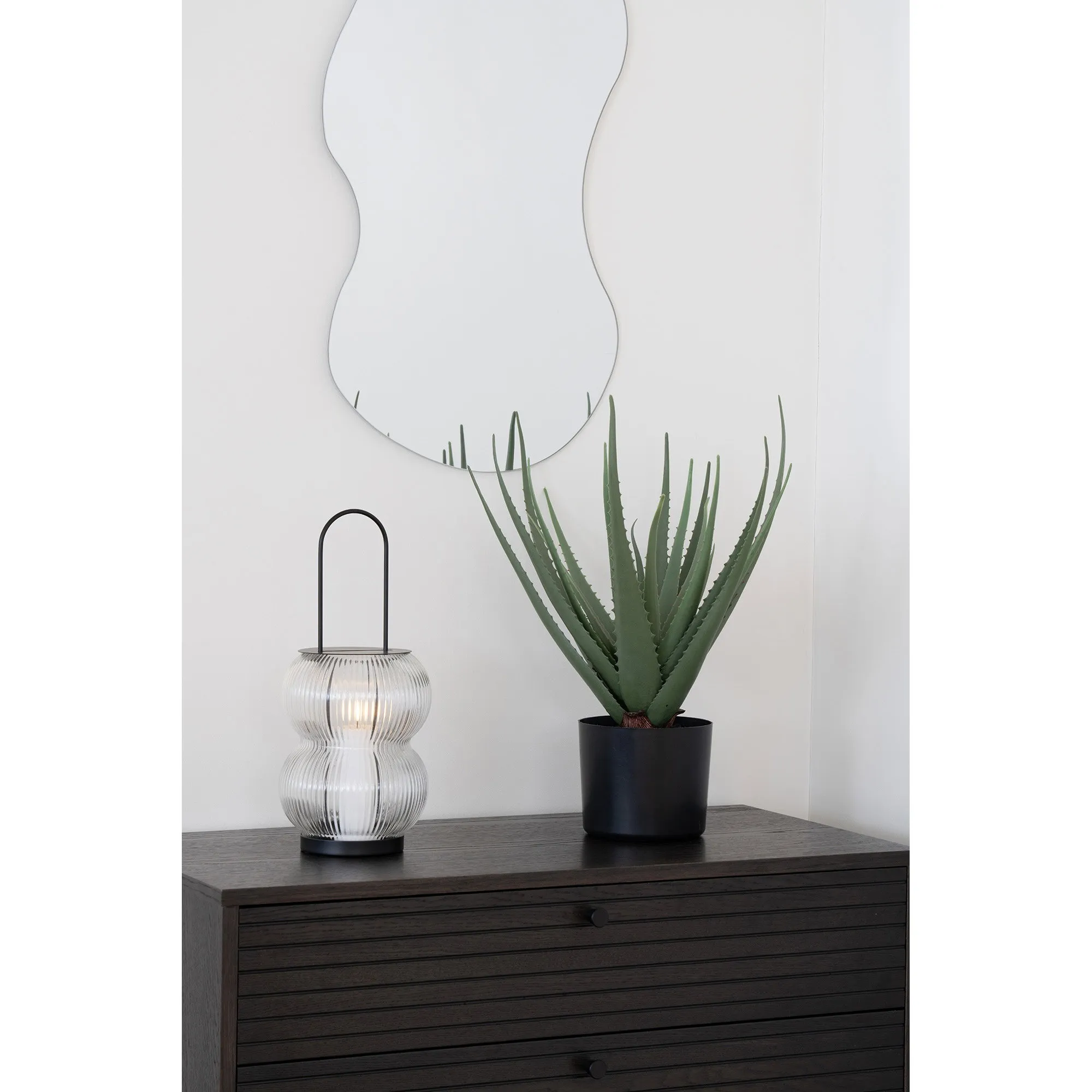tinkaro Lucena Laterne Metall Glas 16 x 16 x 36 cm Schwarz