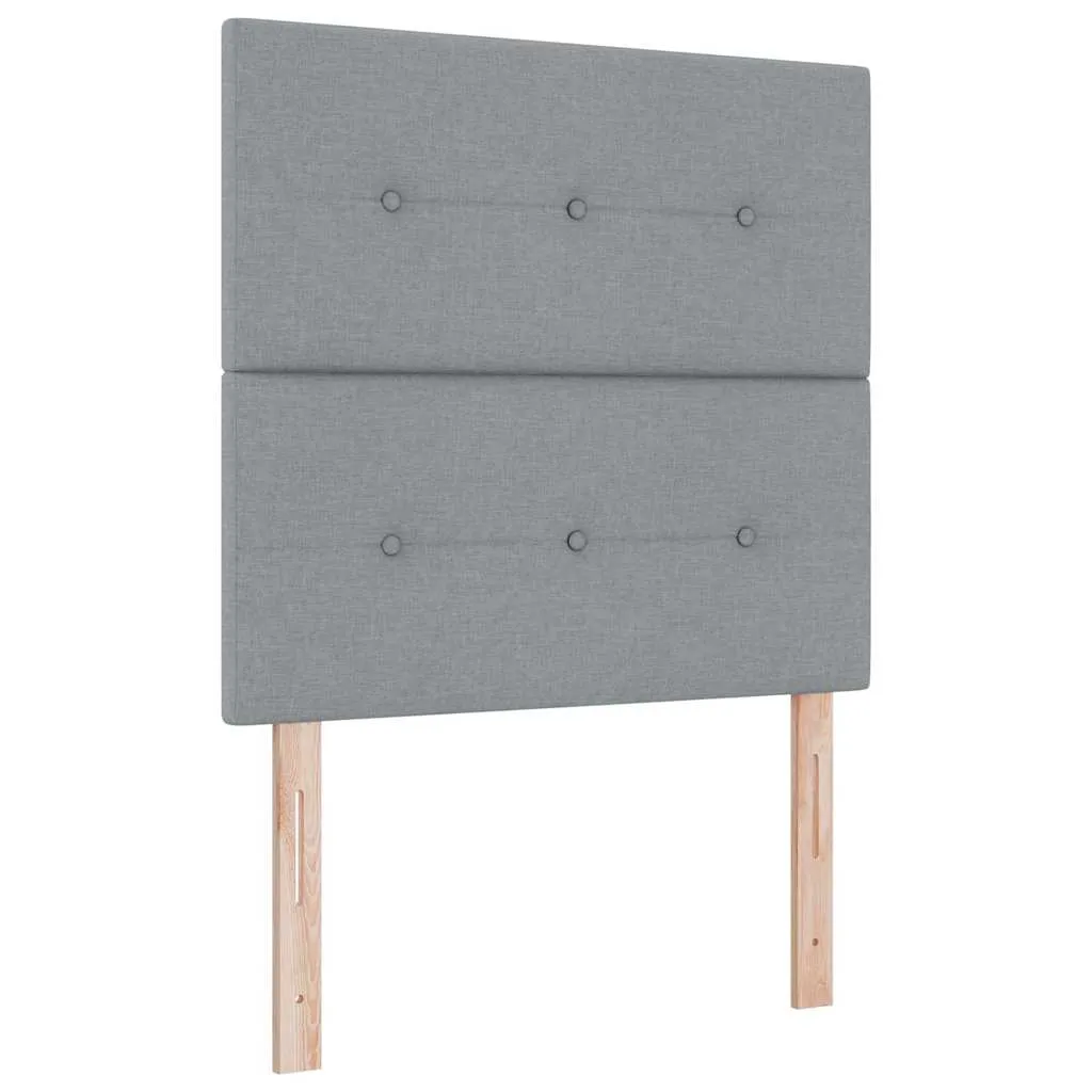 Boxspringbett LED Hellgrau 90x190 cm Massivholz & Stoff
