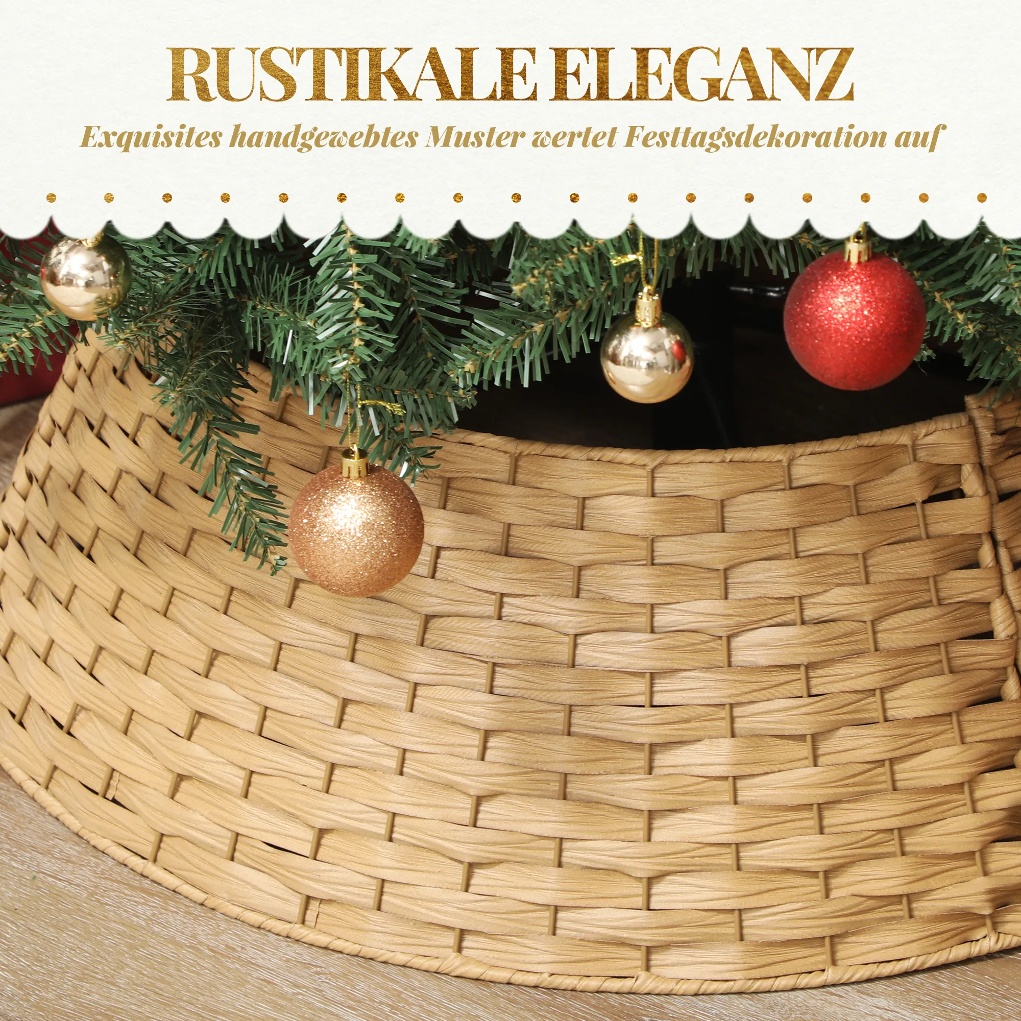 Weihnachtsbaumrock Kragen Kunststoff Naturholz Ø 68 cm