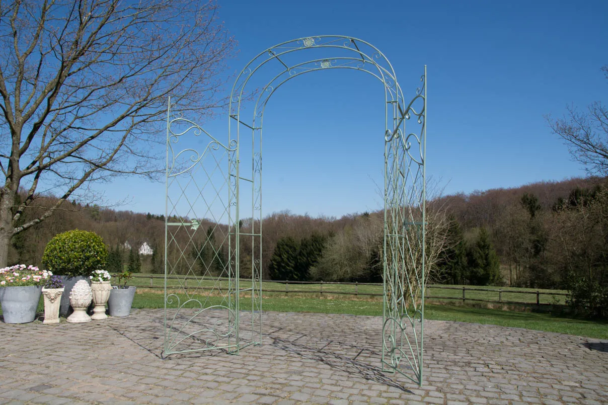 Rosenbogen Melissa mit Tor 220x120x40 cm antik-grün
