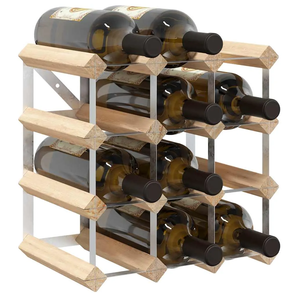 Modernes Weinregal aus Massivholz und verzinktem Stahl 32,5x22,5x32,5 cm