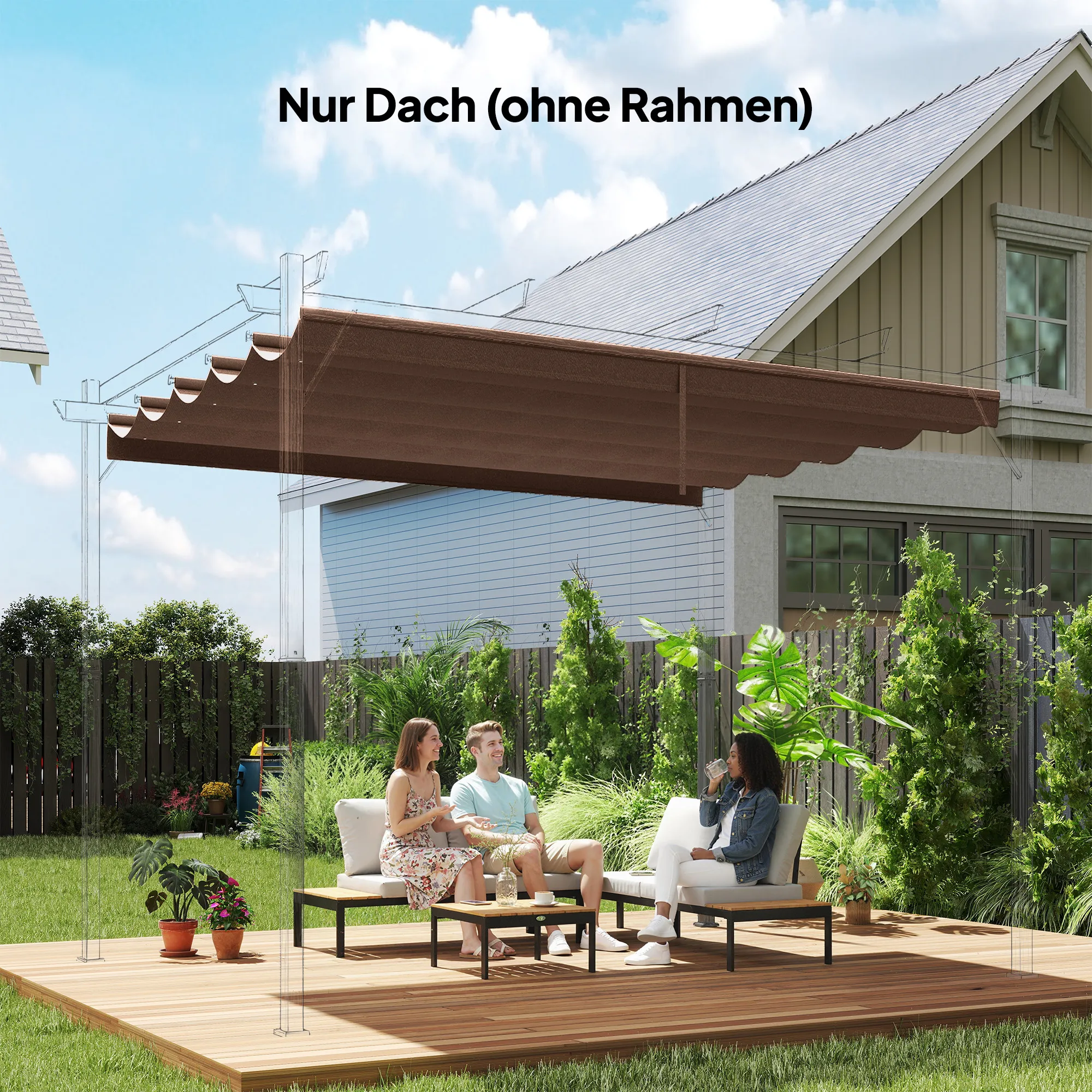 Ersatzdach 3 x 3 m Kaffee für Pavillons