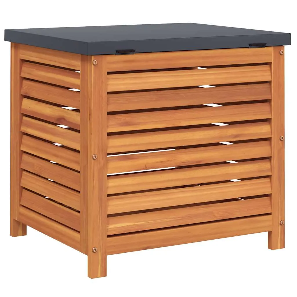 Gartenbox aus Massivholz 60x50x55 cm rötlich-braun mit Metalldeckel