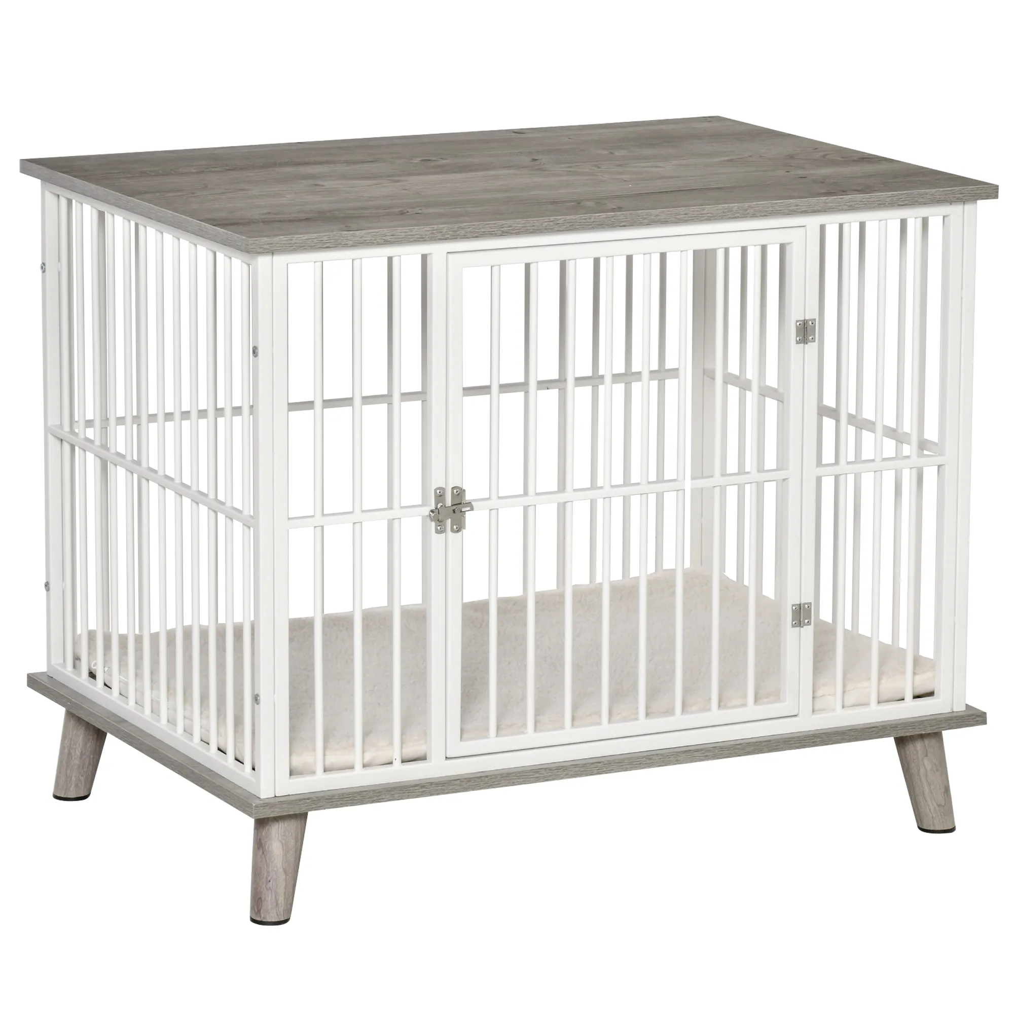 Hundekäfig Weiß/Grau 86B x 60T x 70H cm für mittelgroße Hunde