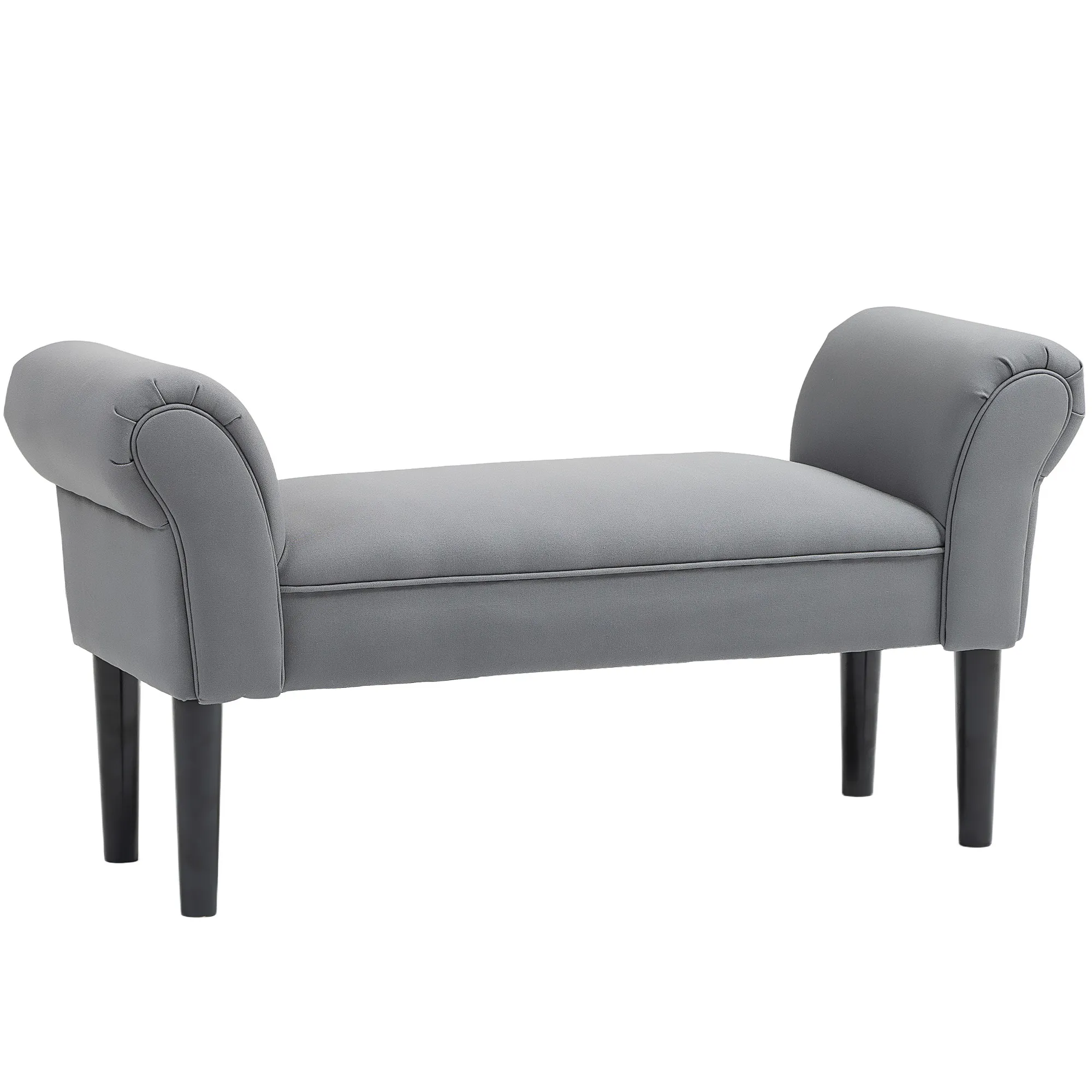Sitzbank, Bettbank, robuste Bauweise, weiche Polsterung, 102x36x51 cm, Grau