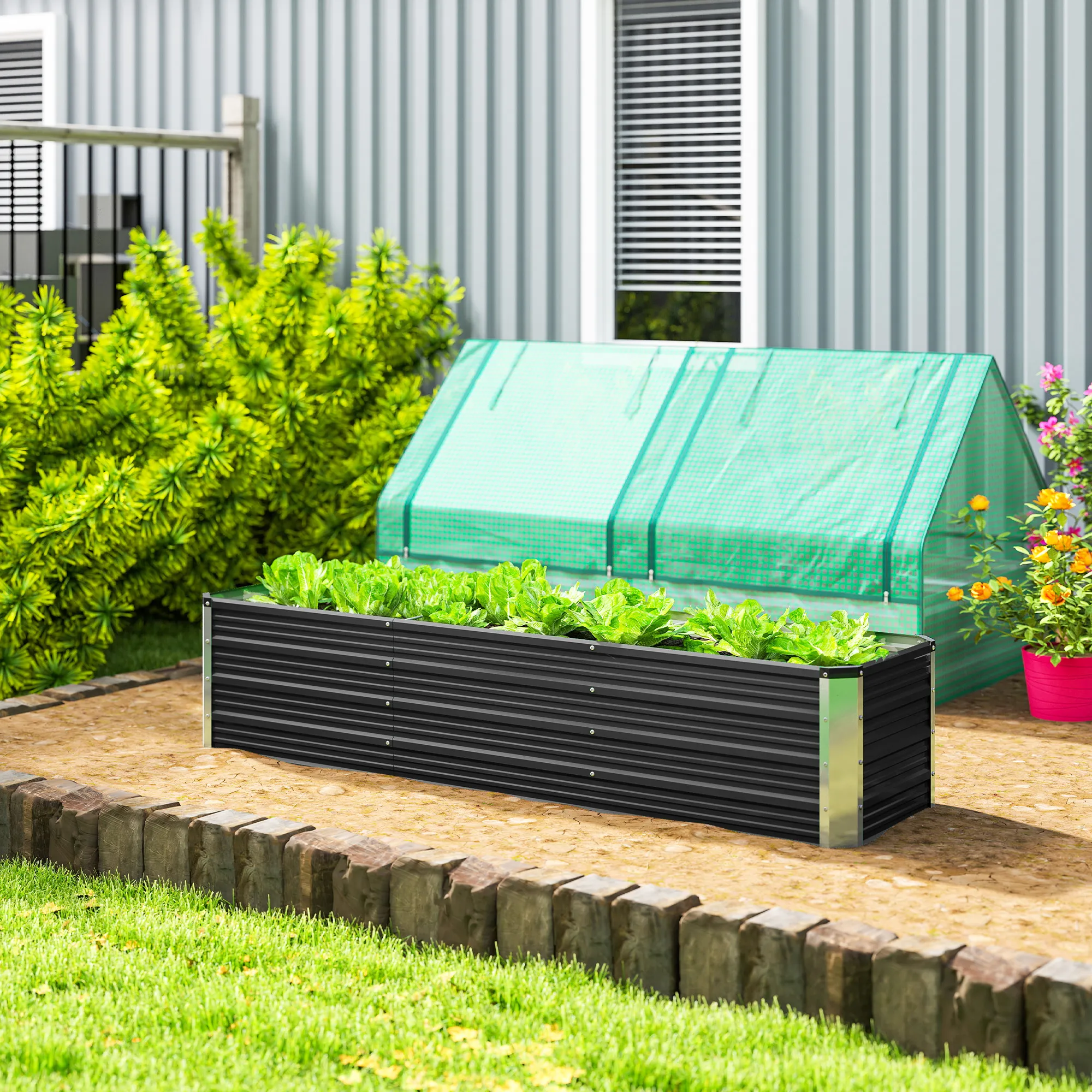Hochbeet Grau 183L x 47B x 40H cm
