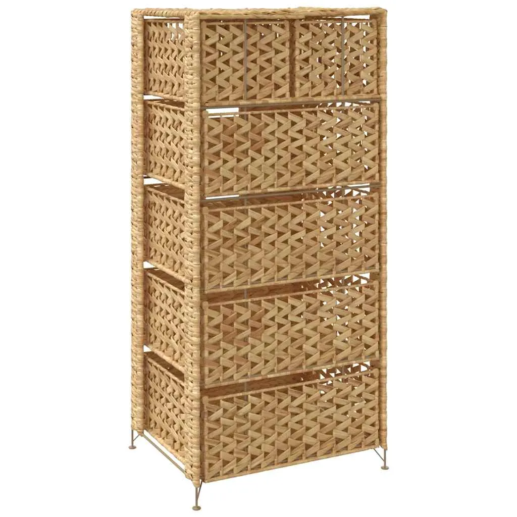 Praktischer Schubladenschrank 47x37x100 cm Braun mit Wasserhyazinthen-Körben