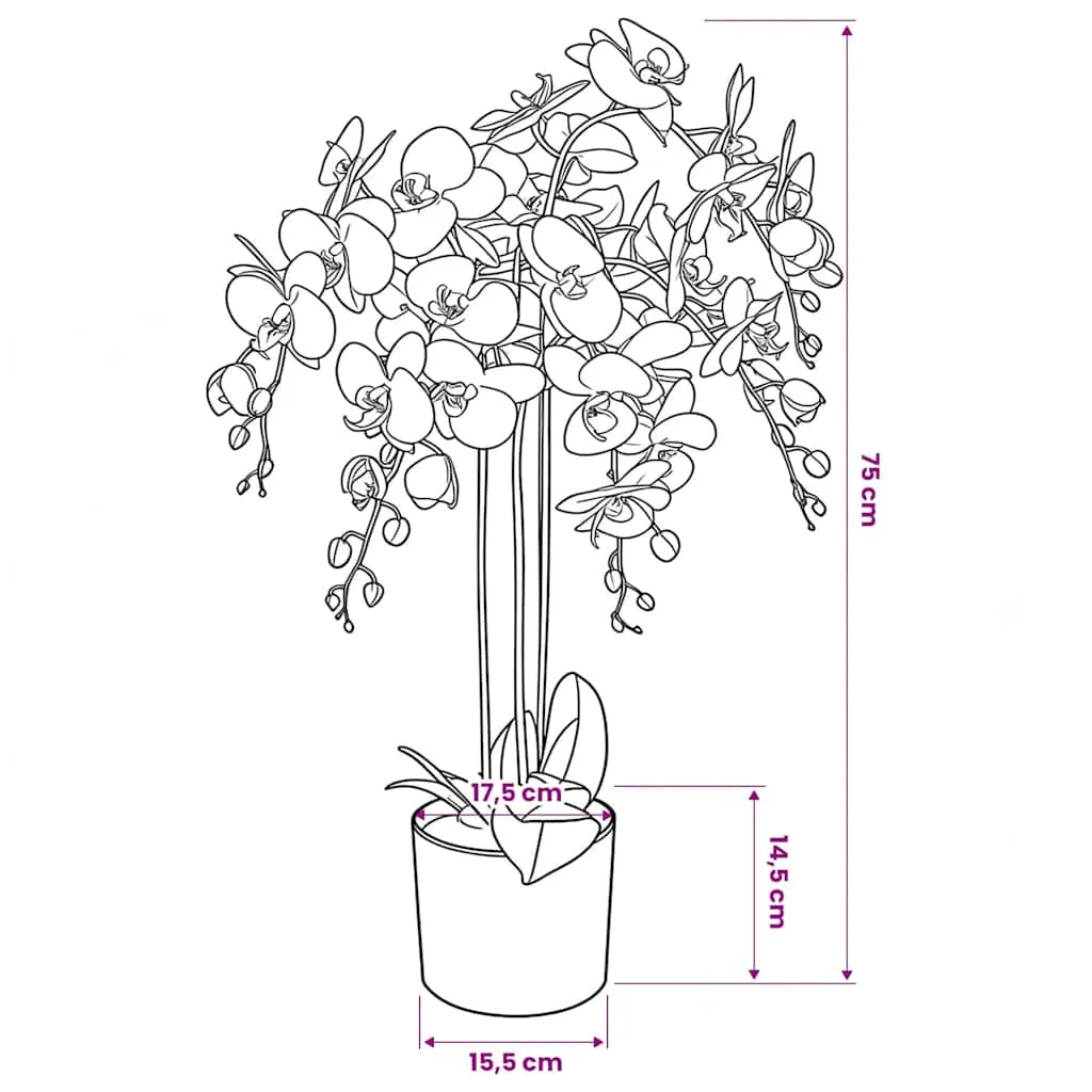 Künstliche weiße Orchidee 75 cm mit Kunststofftopf