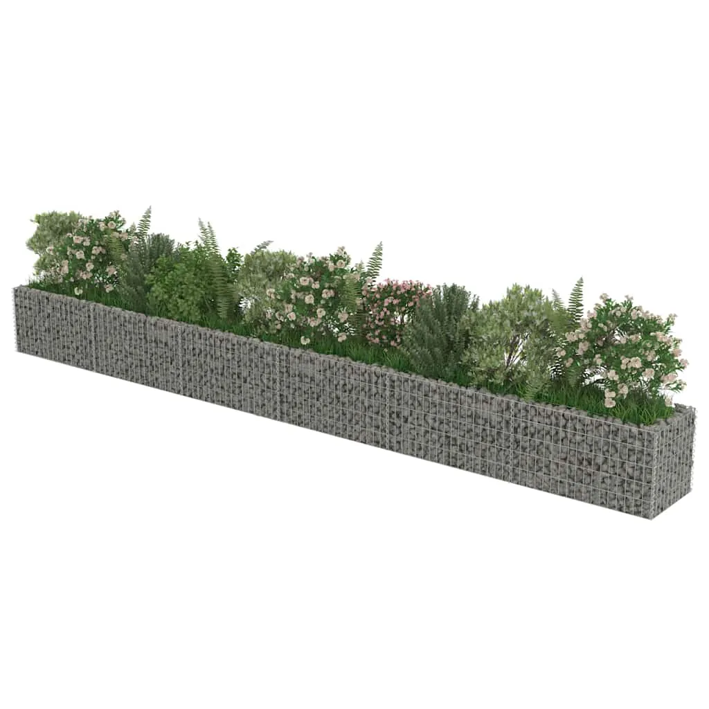Gabionen-Hochbeet 540 x 50 x 50 cm in Silber