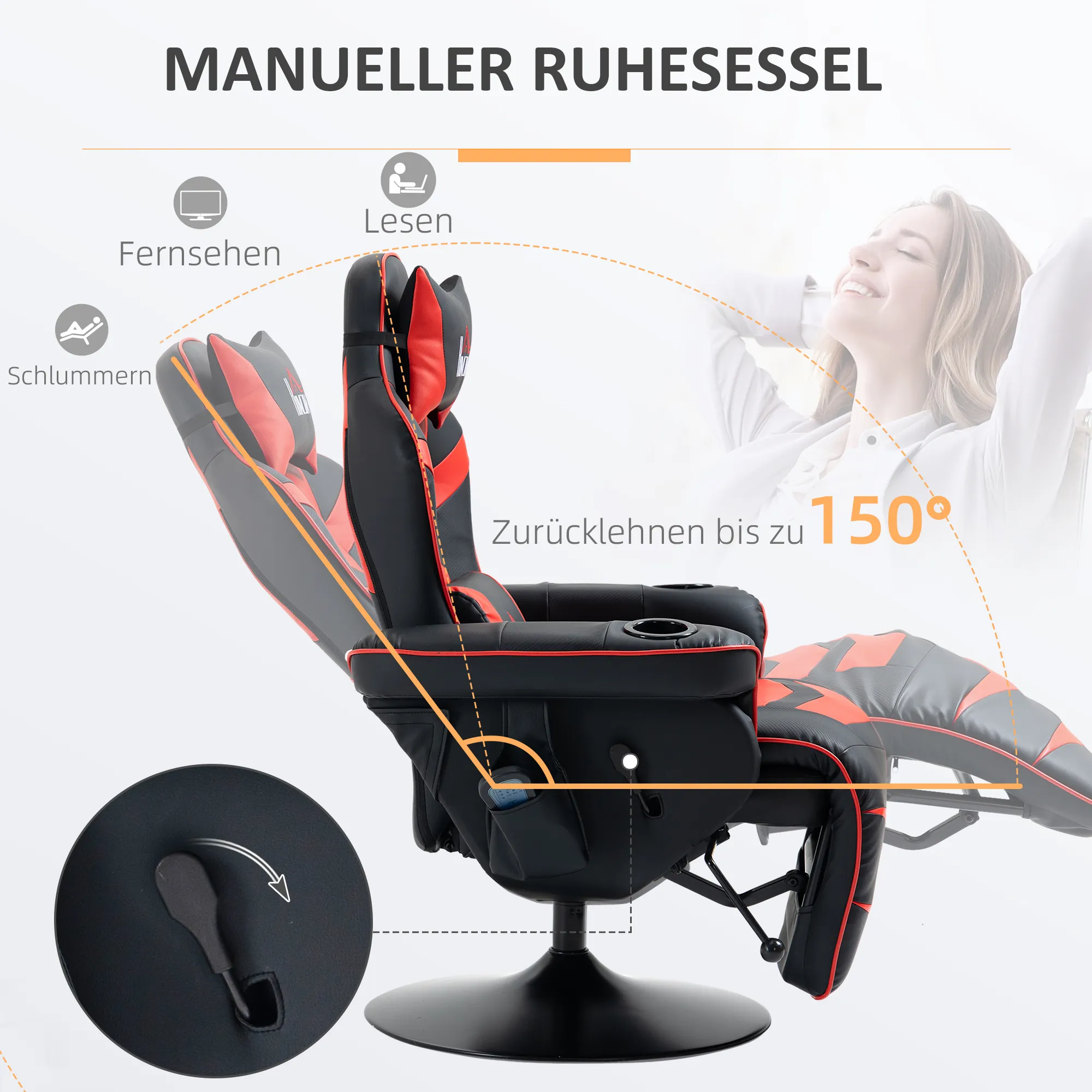 Massagesessel Rot 79,5B x 82,5T x 111,5H cm