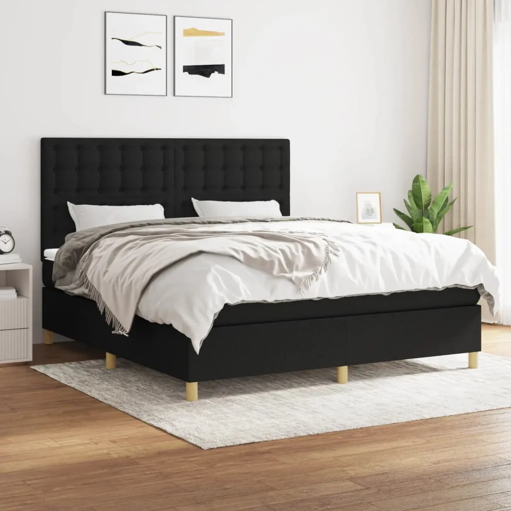 Boxspringbett mit Taschenfederkernmatratze, 160x200 cm, Schwarz