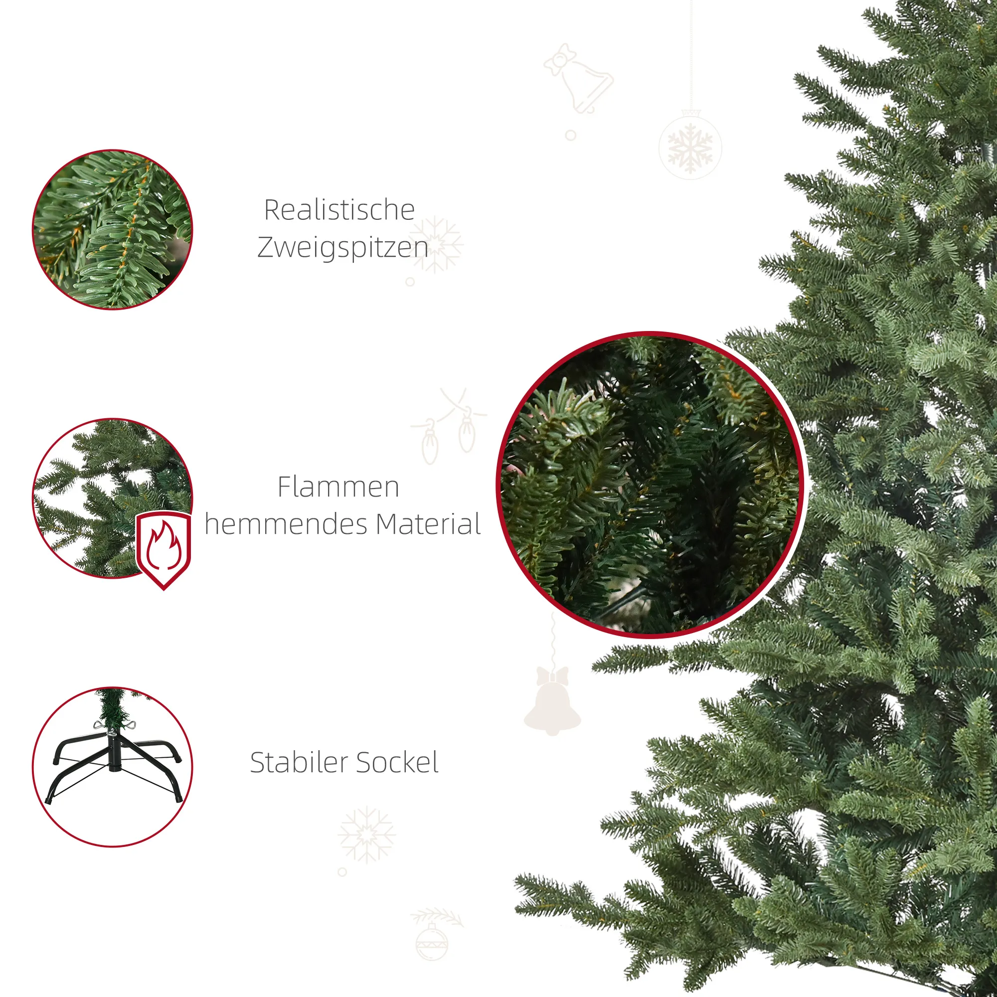Künstlicher Weihnachtsbaum 150 cm Tannenbaum PVC PE Grün