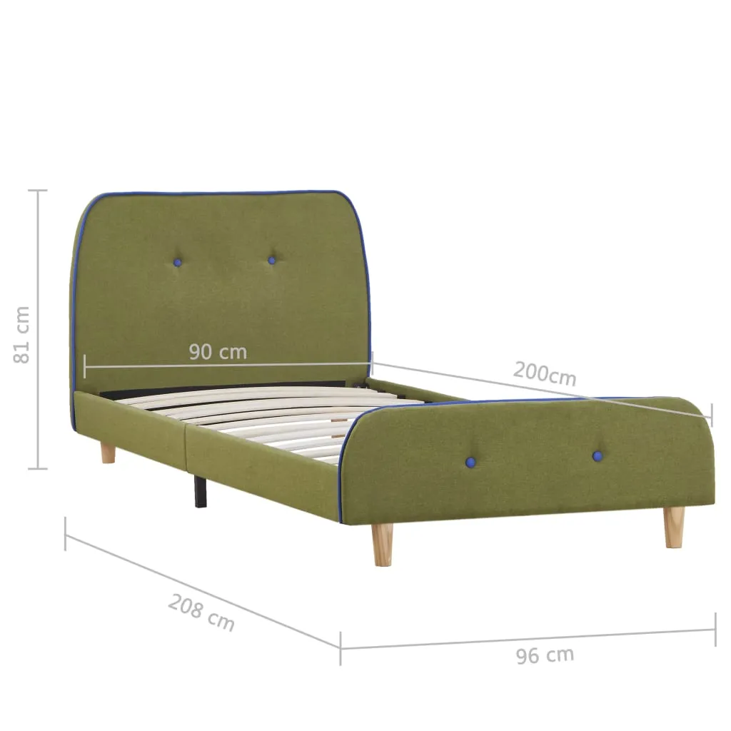 Klassischer Bettrahmen Grün 208x96x81 cm aus Massivholz und pulverbeschichtetem Eisen