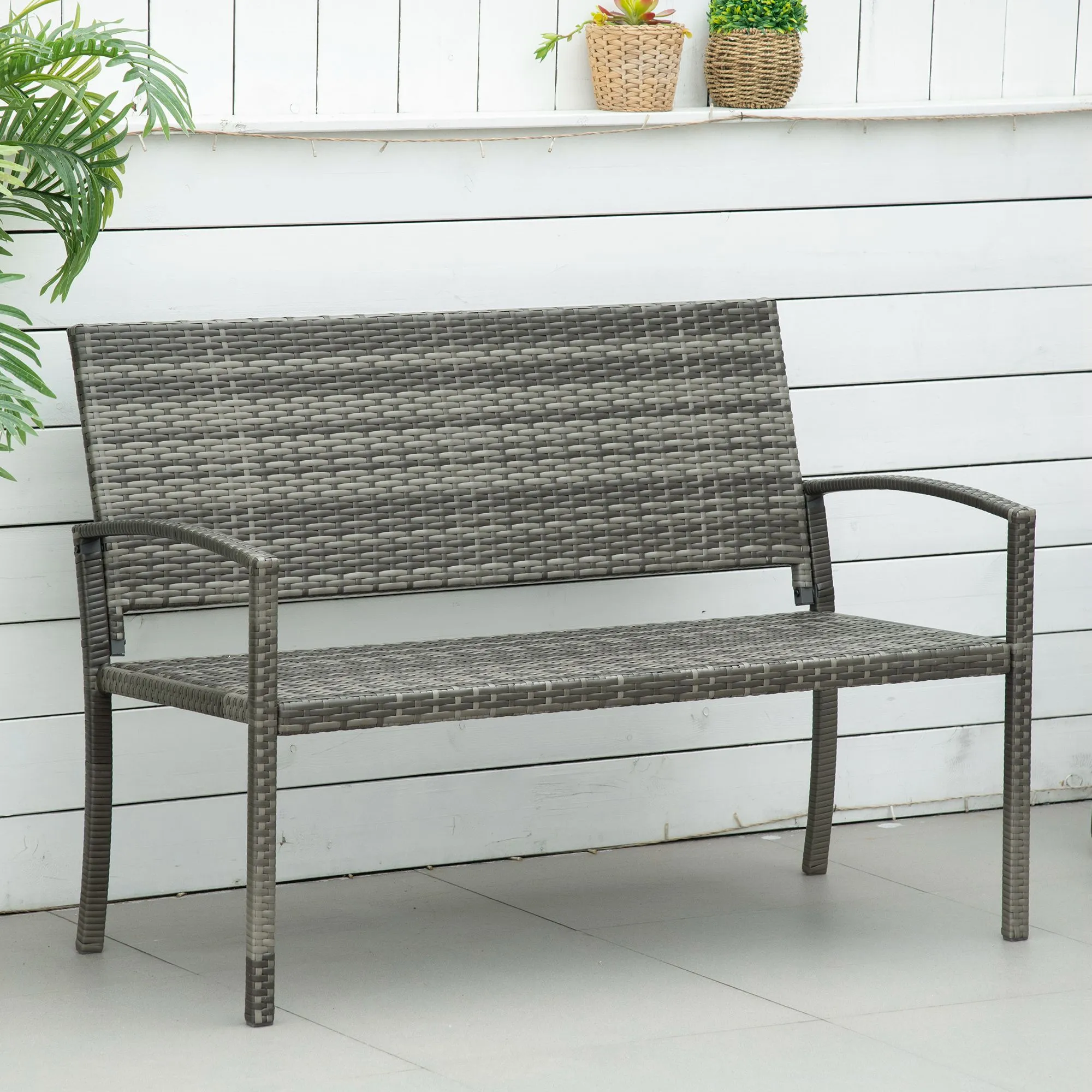 Polyrattanbank Braun B122 x T60 x H87cm für 2 Personen