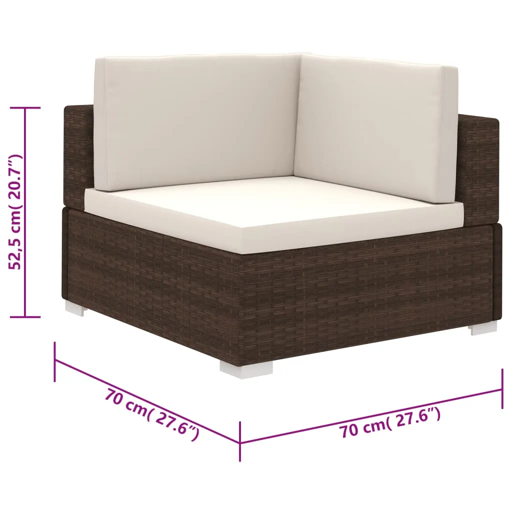 6-tlg. Garten-Lounge-Set mit Auflagen Poly Rattan Braun