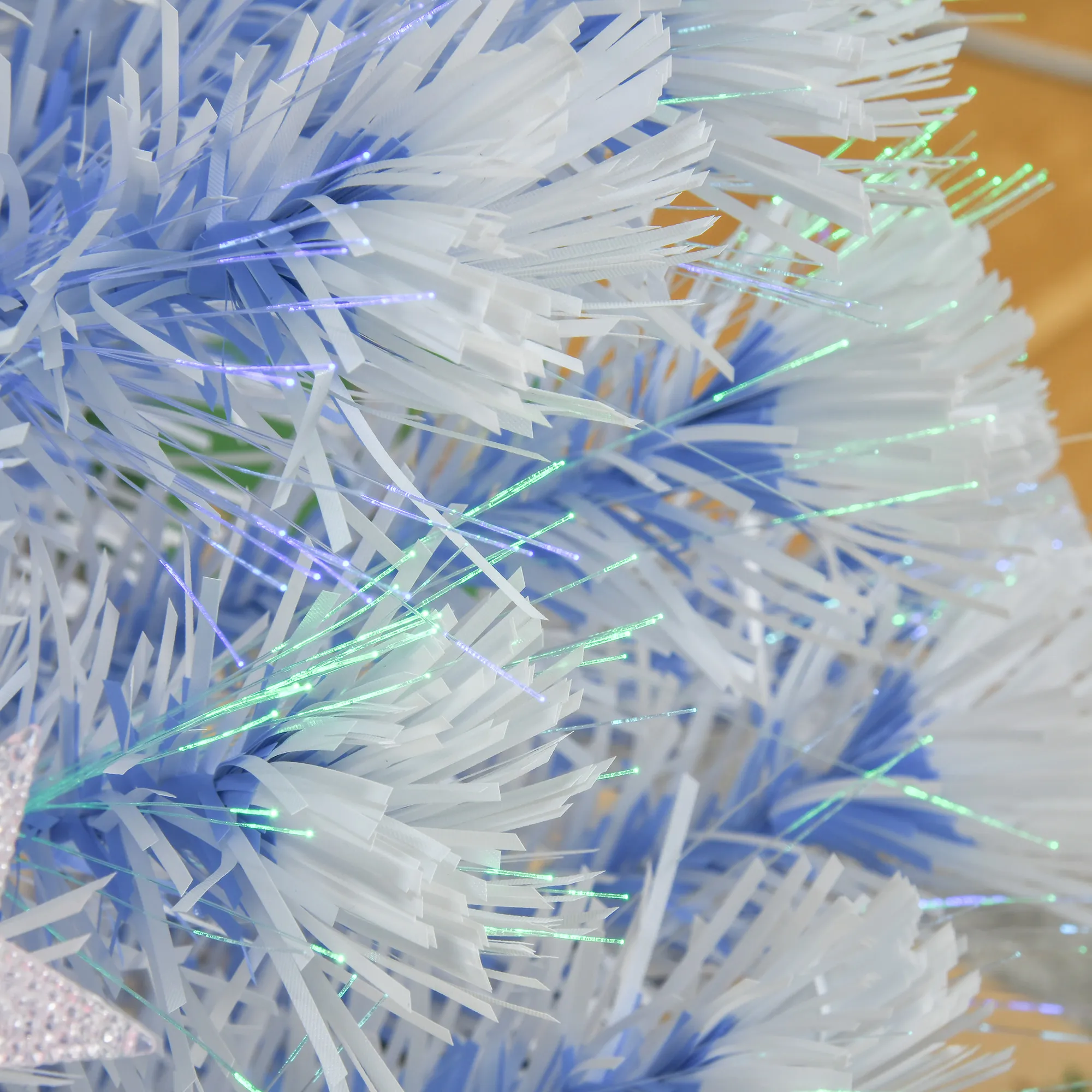 Künstlicher Weihnachtsbaum 120 cm mit LED und Glasfaser Weiß-Blau