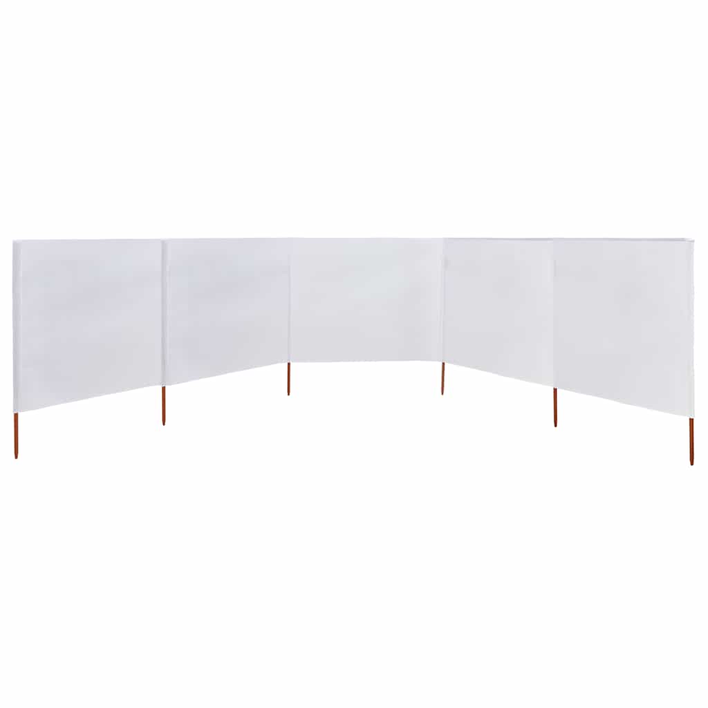 5-teiliger faltbarer Windschutz 600x160 cm Sandweiß