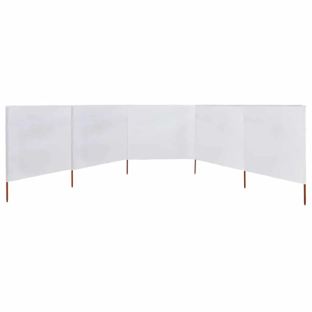 5-teiliger faltbarer Windschutz 600x160 cm Sandweiß