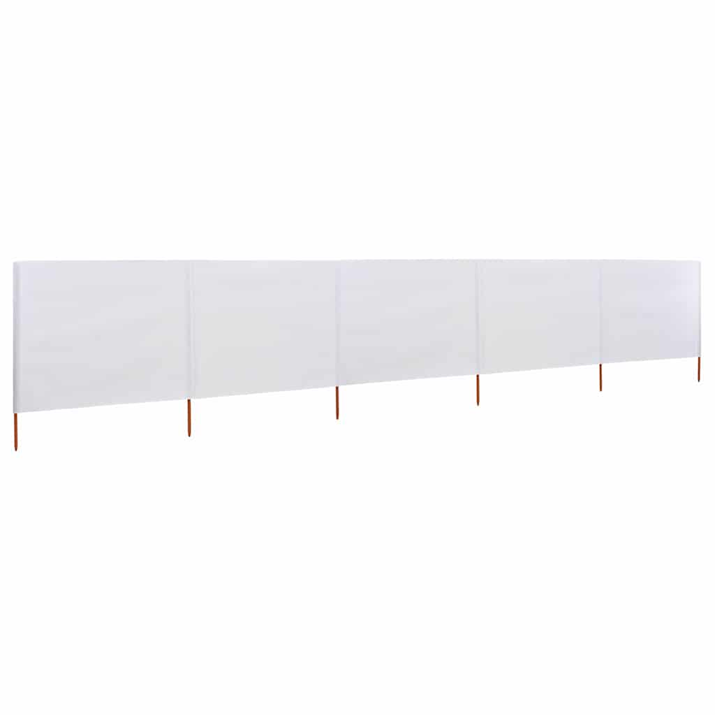 5-teiliger faltbarer Windschutz 600x160 cm Sandweiß