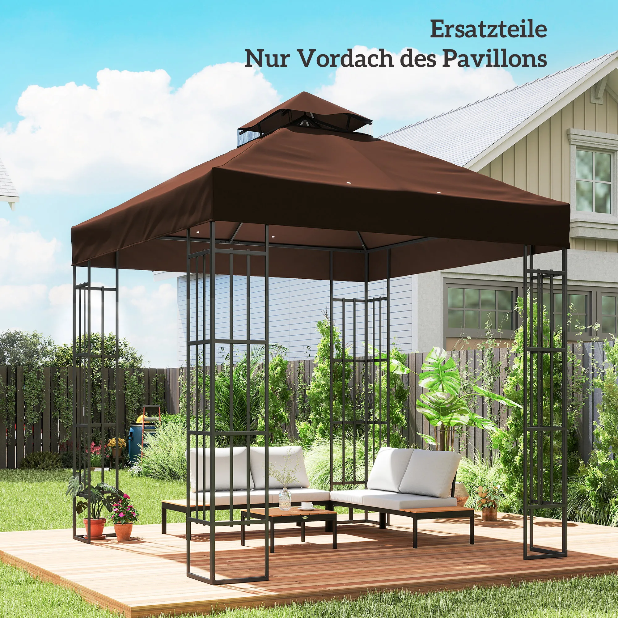 Ersatzdach 300x300 cm Kaffee für Pavillon
