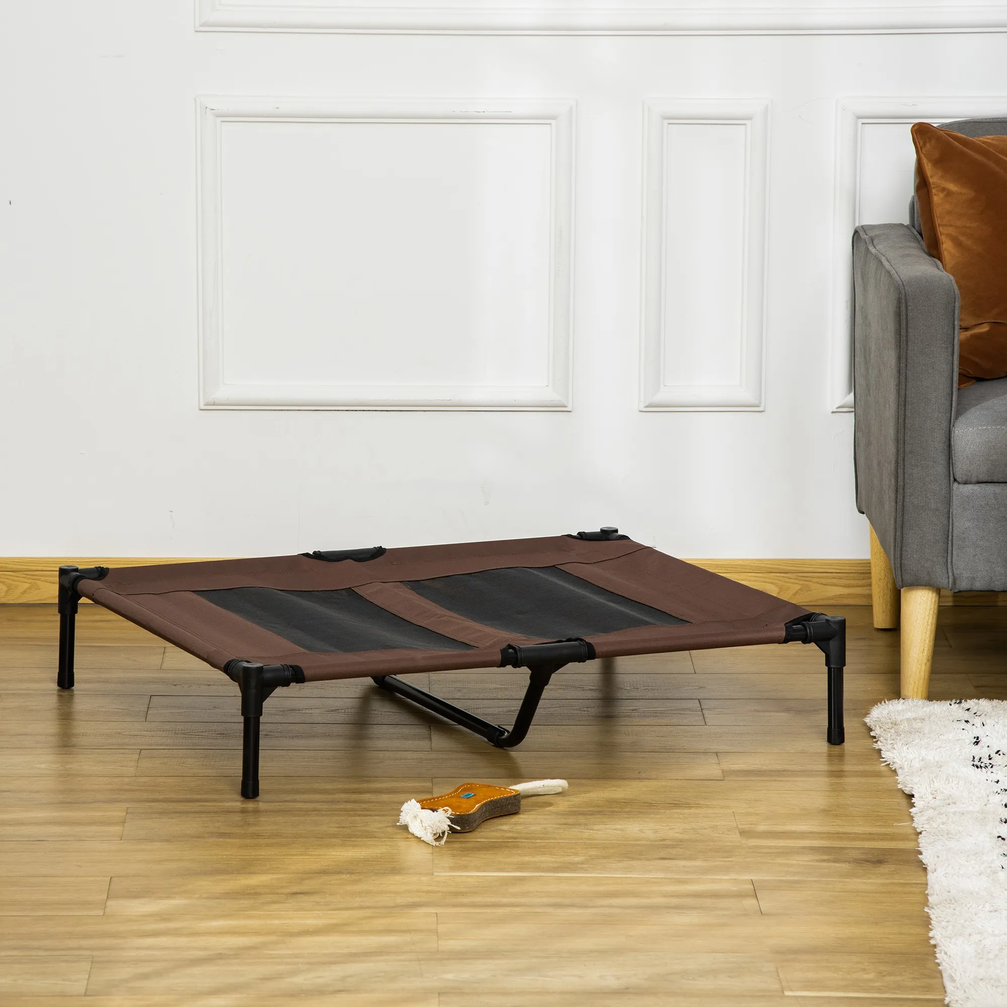Hundebett Outdoor erhöht für große Hunde, Oxford-Gewebe, Braun