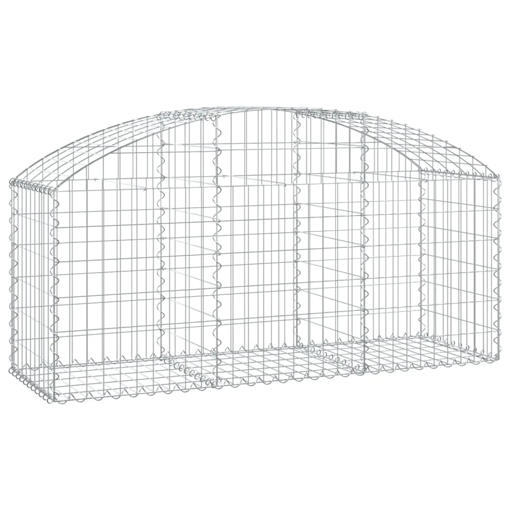 Gabionenwand Hochbogen 150x50x60/80 cm Silber verzinktes Eisen