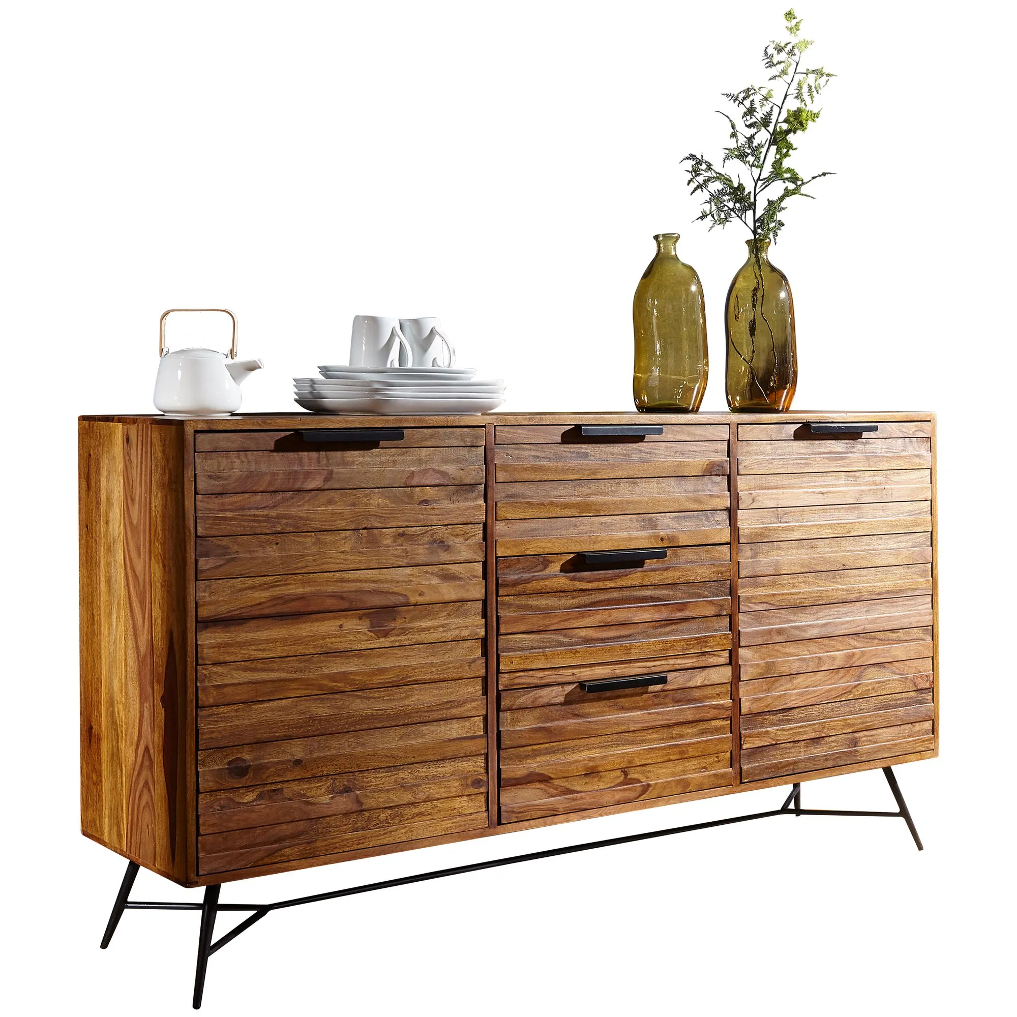 tinkaro Sideboard NALI Kommode Anrichte industrial Sheesham Möbel