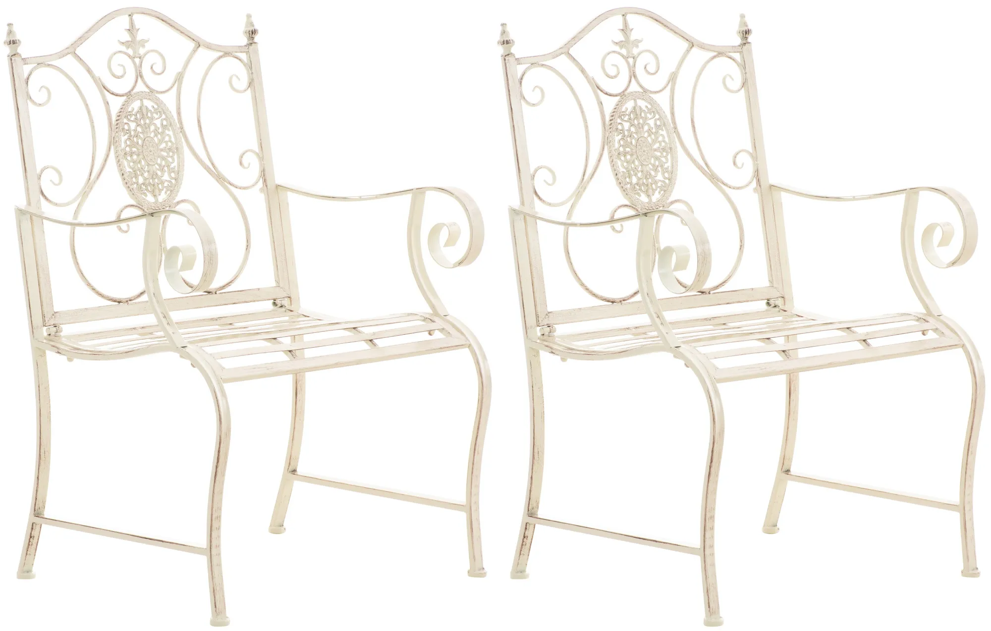 2er Set Gartenstühle Punjab 94x62x53 cm antik-creme