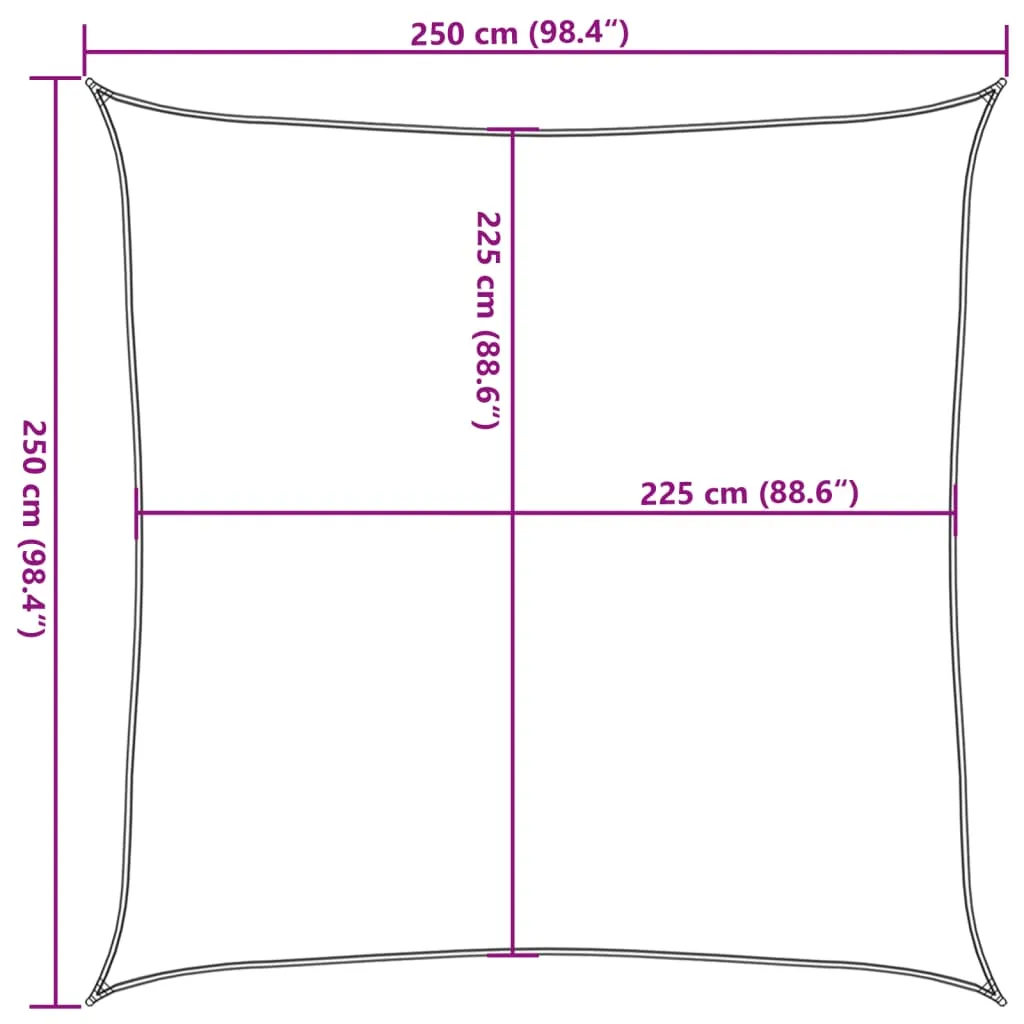 Beiges HDPE Sonnensegel 2,5 x 2,5 m, quadratisch