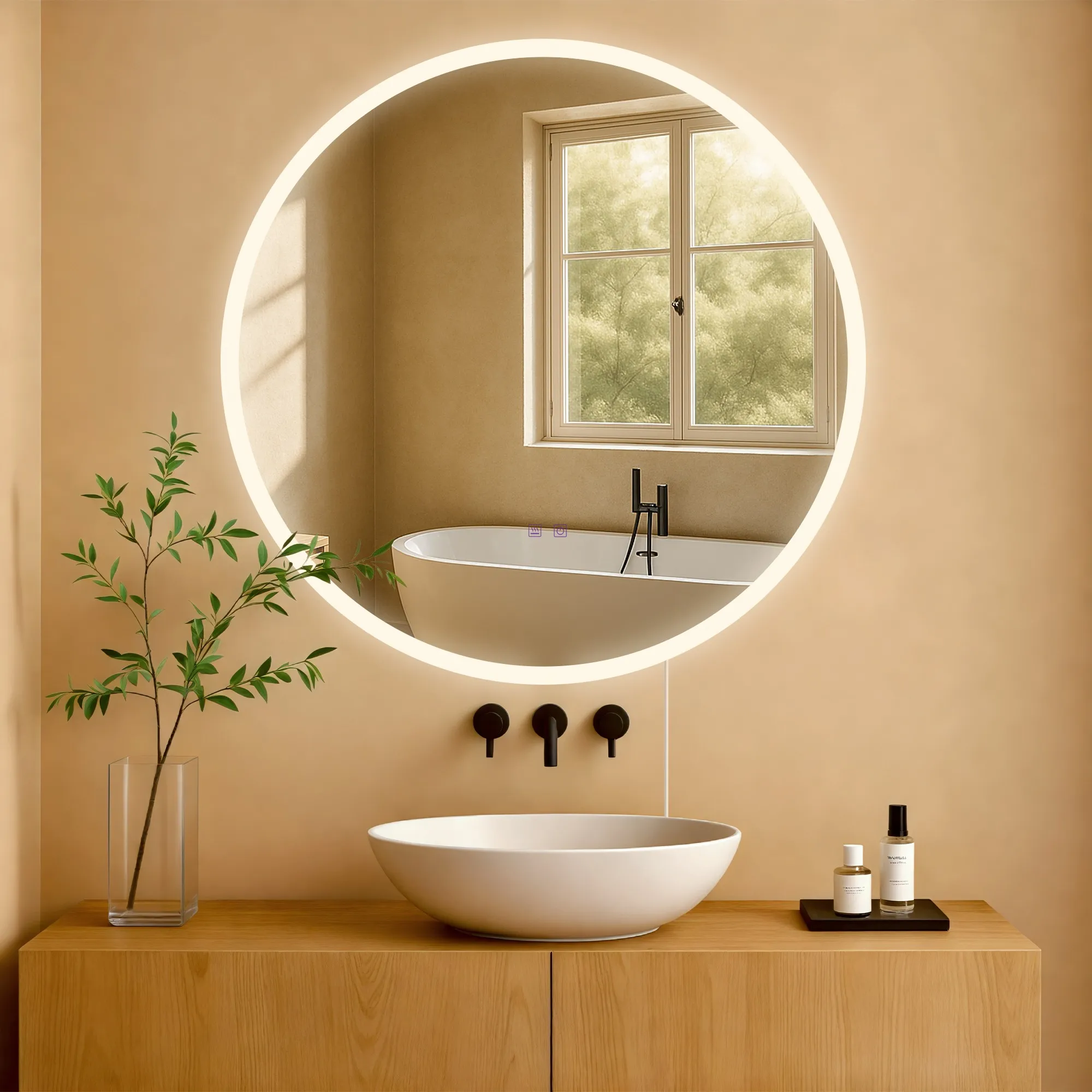 Badspiegel Laconia LED 80x80 cm Klarglas