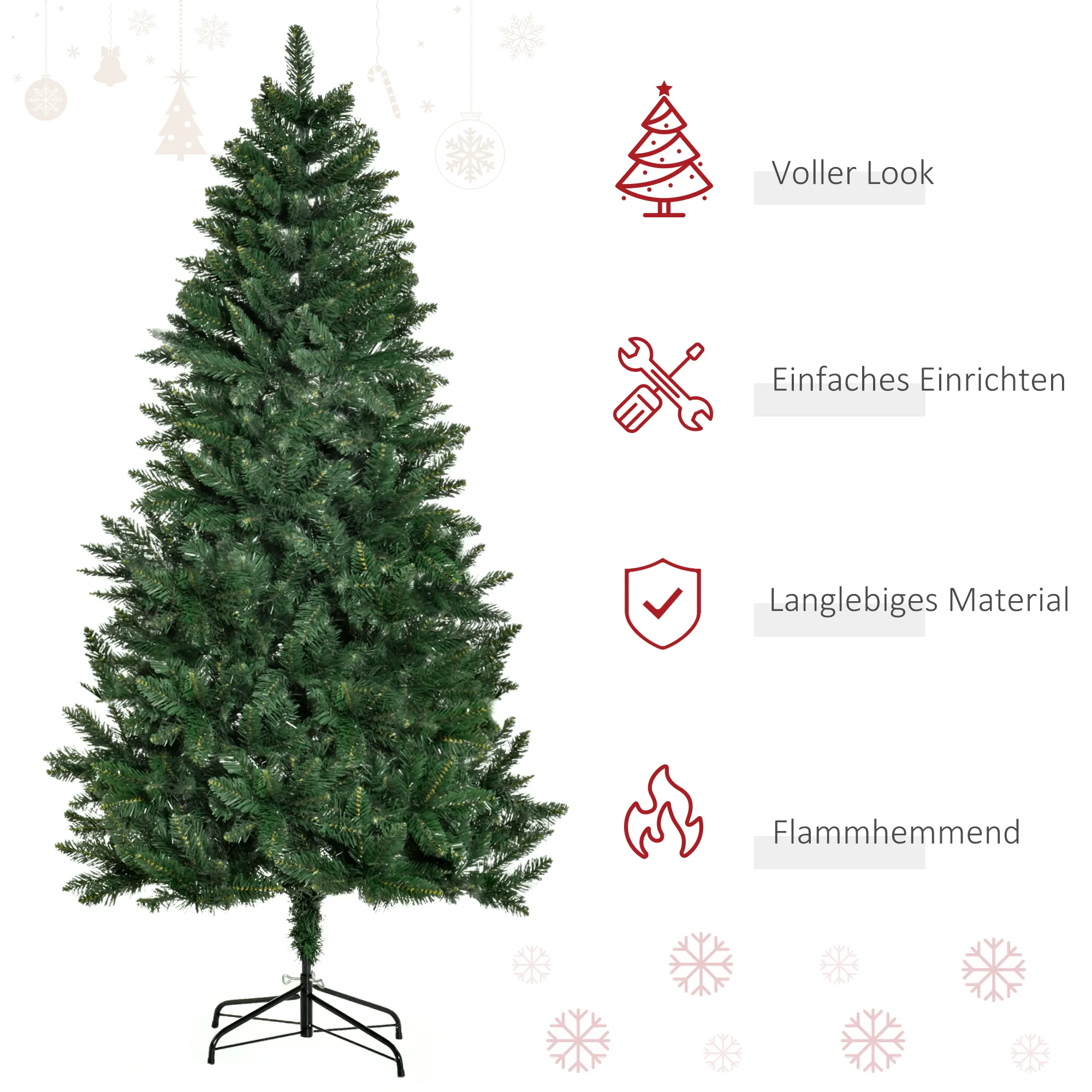 Künstlicher Weihnachtsbaum Kiefer 180 cm mit Metallständer Grün