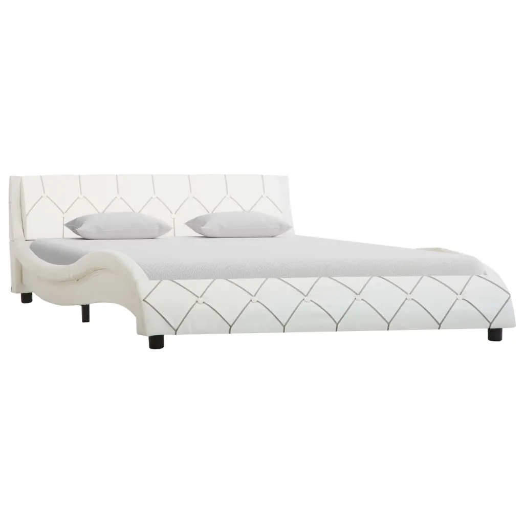 Bettgestell Weiß Kunstleder 140×200 cm