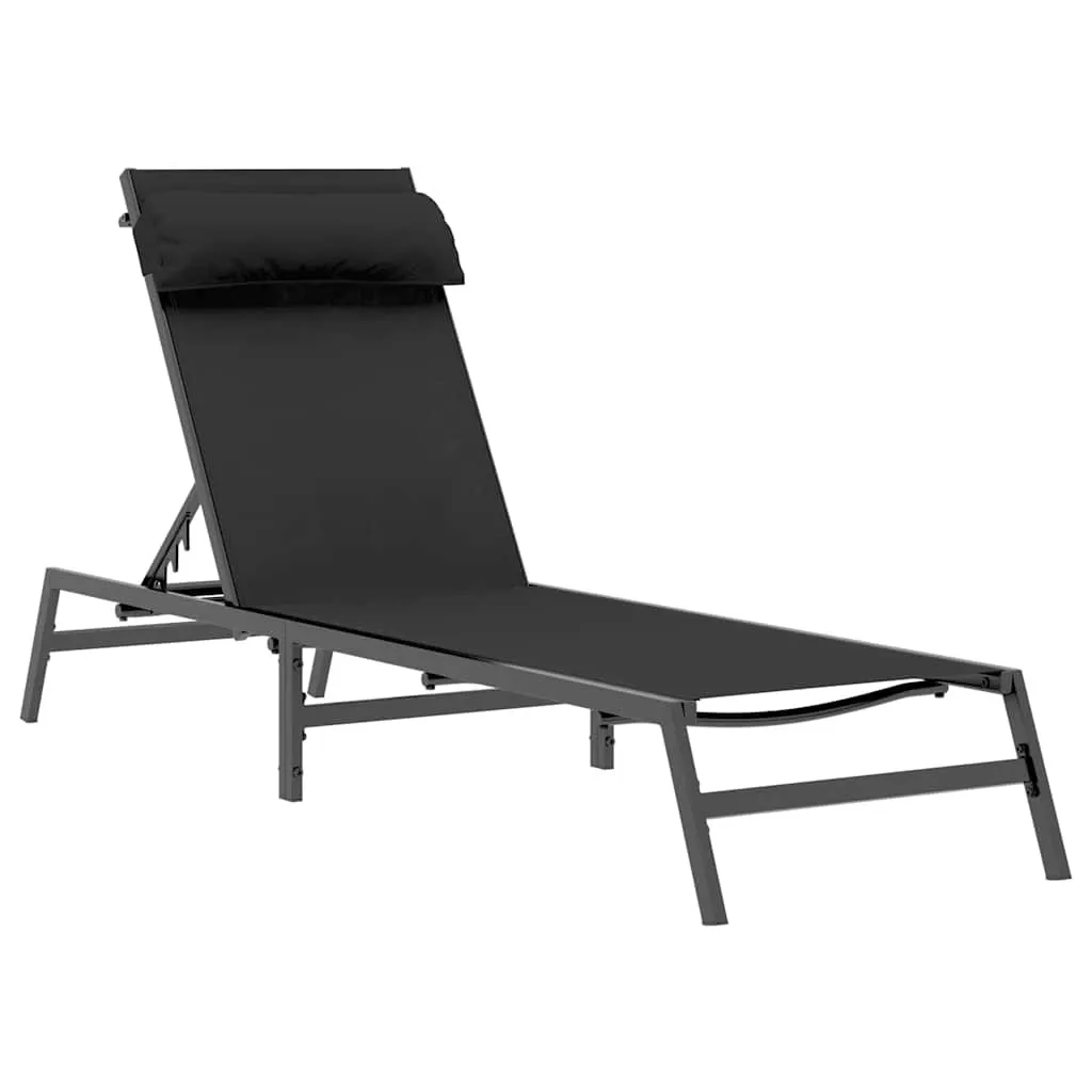 Sonnenliegenset Schwarz 197 x 54 x 86 cm mit verstellbaren Kopfstützen