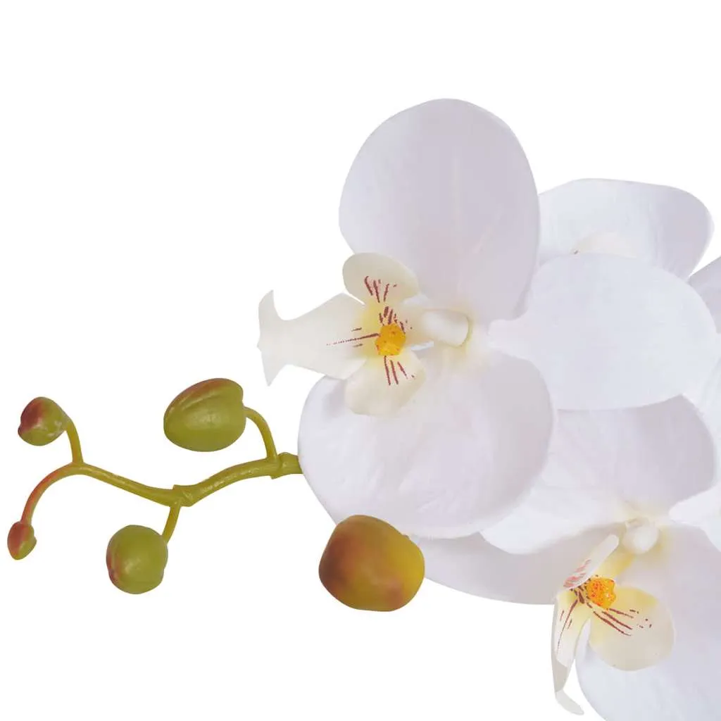 Künstliche weiße Orchidee 75 cm mit Kunststofftopf