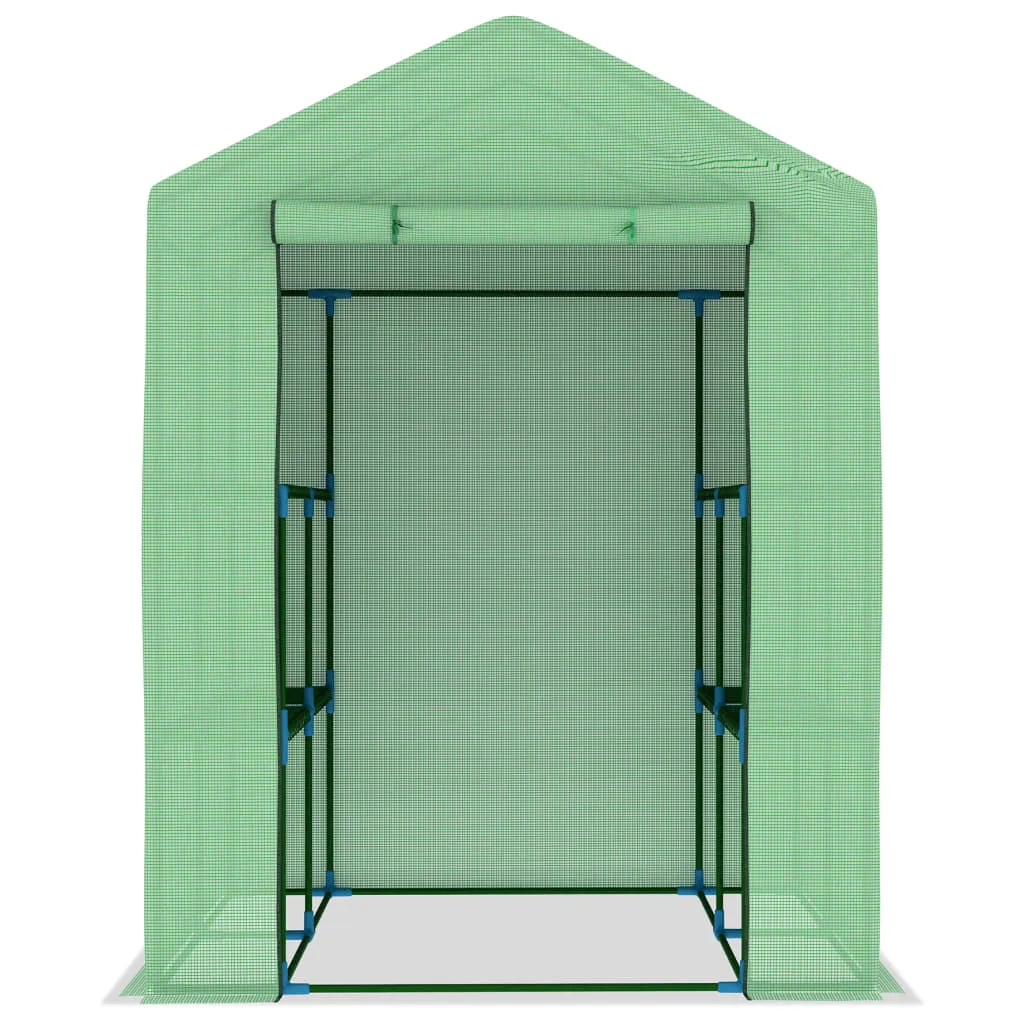 Gewächshaus 143x143x195 cm Grün mit Stahlrahmen und PE-Netzgewebe