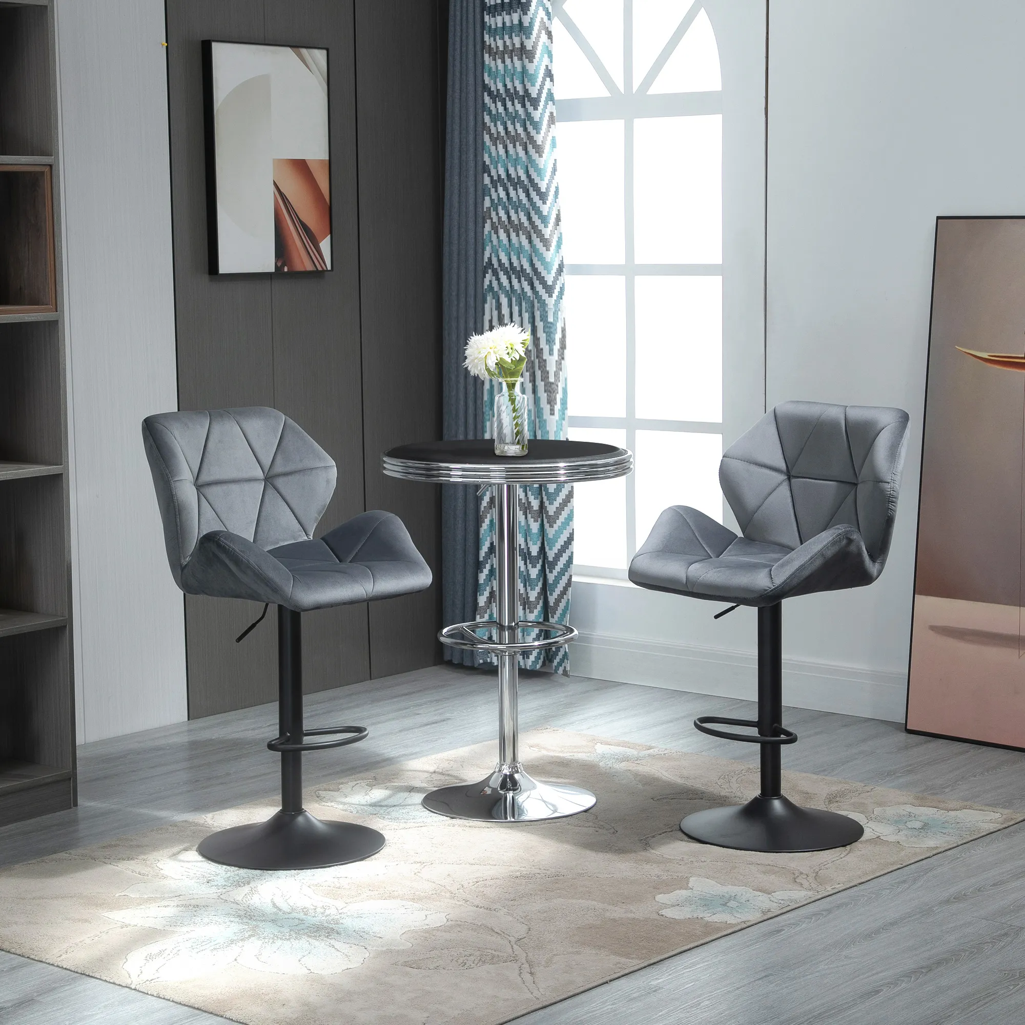 Küchenhocker mit Rückenlehne 57L x 58B x 97-117H cm Blau