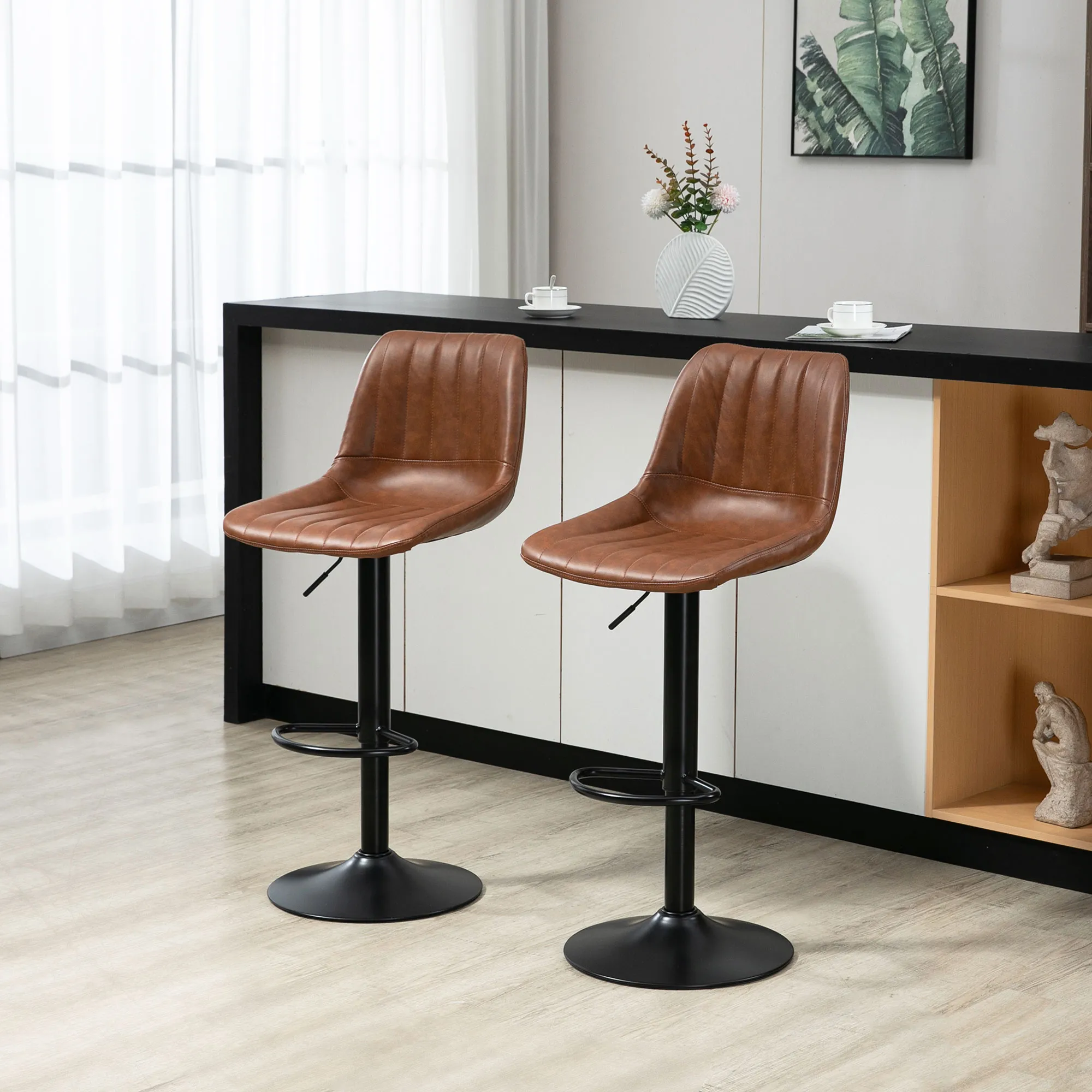Retro Barhocker Braun 43L x 49,5B x 91-111H cm